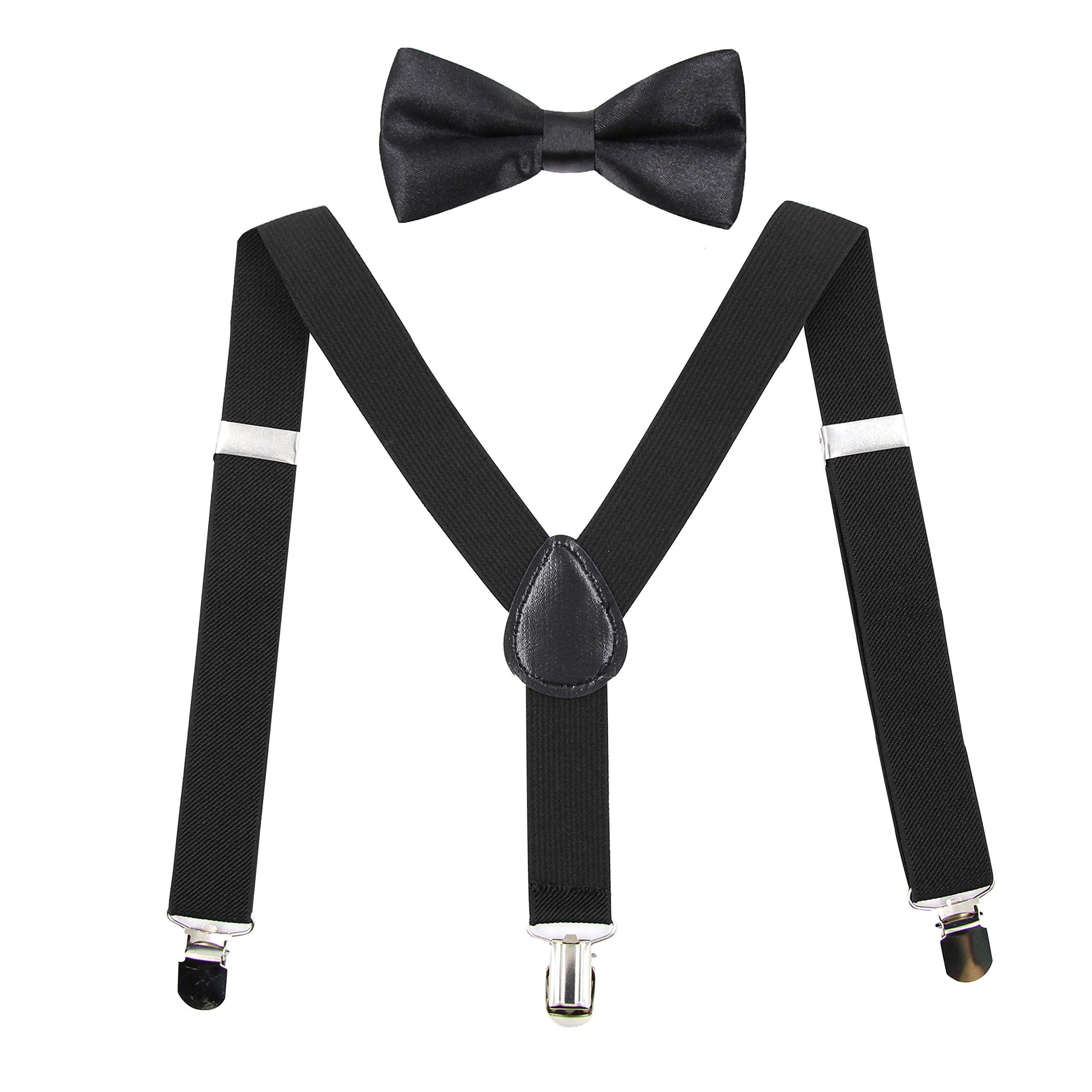 Yanision Boys Suspenders & Bow Tie Set - Adjustable for Toddlers - Strong Clips for Formal Wear