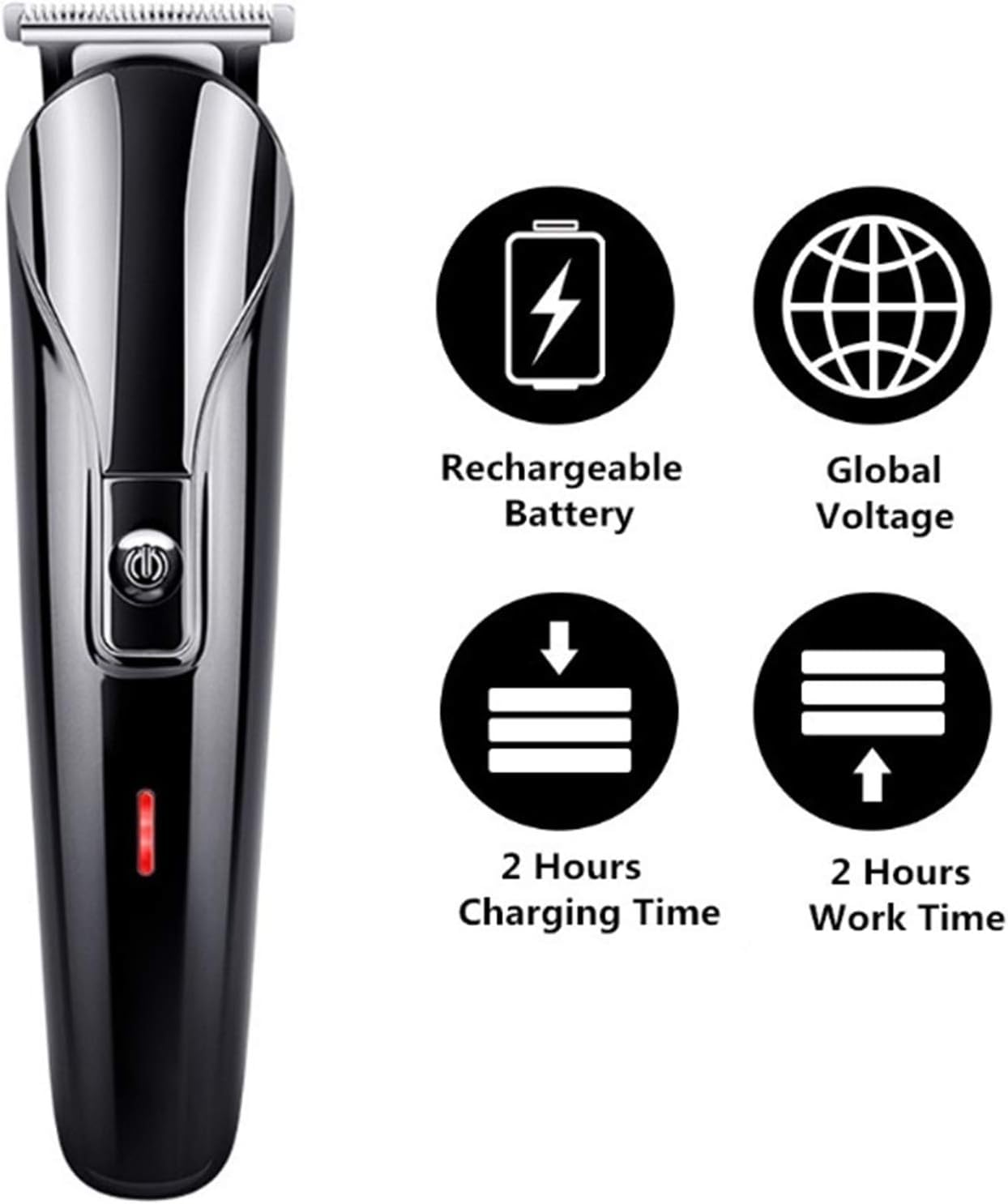 Professional 6-in-1 Rechargeable Electric Hair Clipper for Men - Multifunctional Beard, Nose & Ear Trimmer - Perfect for Home Grooming, Barber Shops & Travel Use