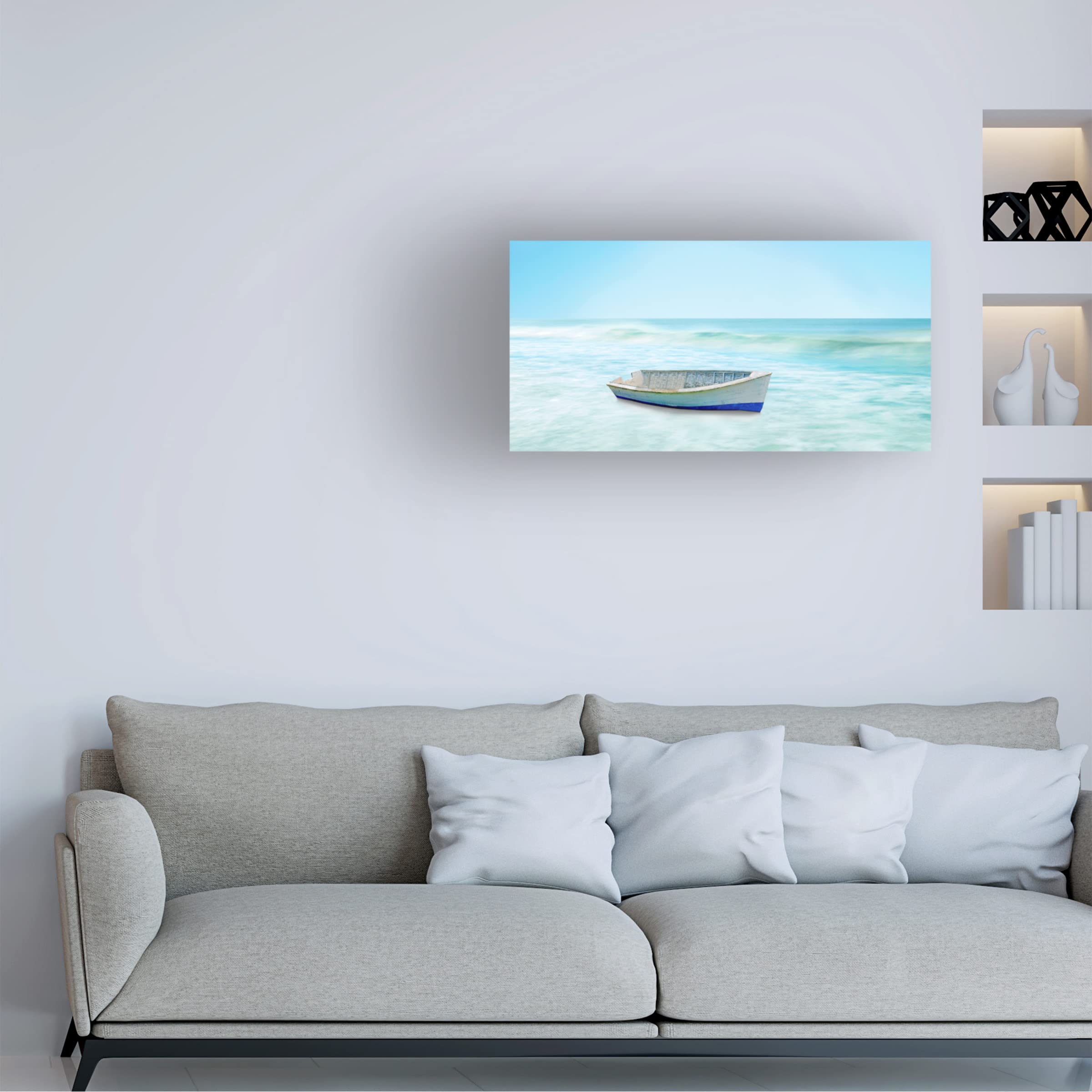 James McLoughlin 'Boat on a Beach I' Canvas Wall Art Print - 24x47 Inch Coastal Decor for Living Room, Bedroom & Office - Trademark Fine Art Collection
