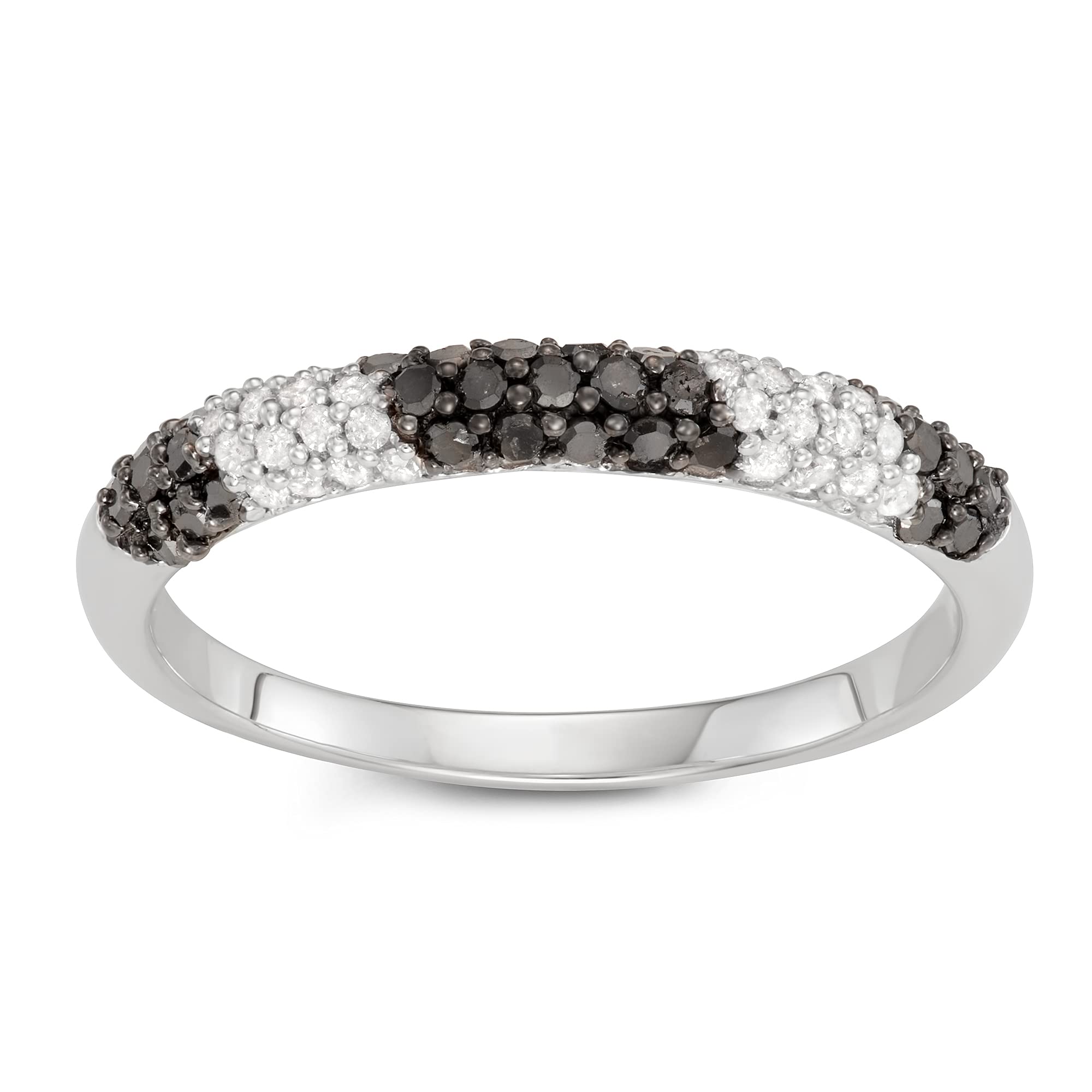 1/2 Carat (cttw) Sterling Silver Black & Blue Diamond Ring with White Diamonds for Women - Elegant Jewelry for Weddings, Anniversaries & Special Occasions