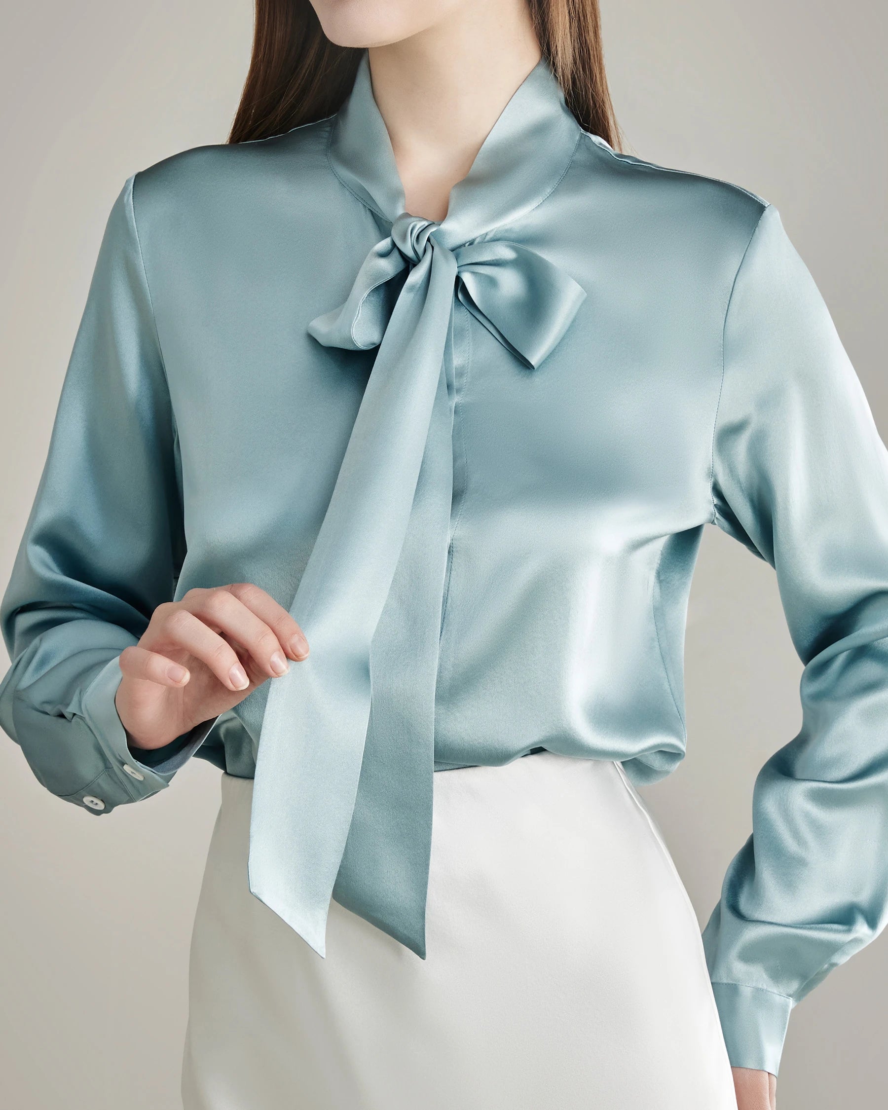 Elegant Silk Bow Tie Blouse for Women - Fashionable & Comfortable Ladies Top for Office, Party & Special Occasions