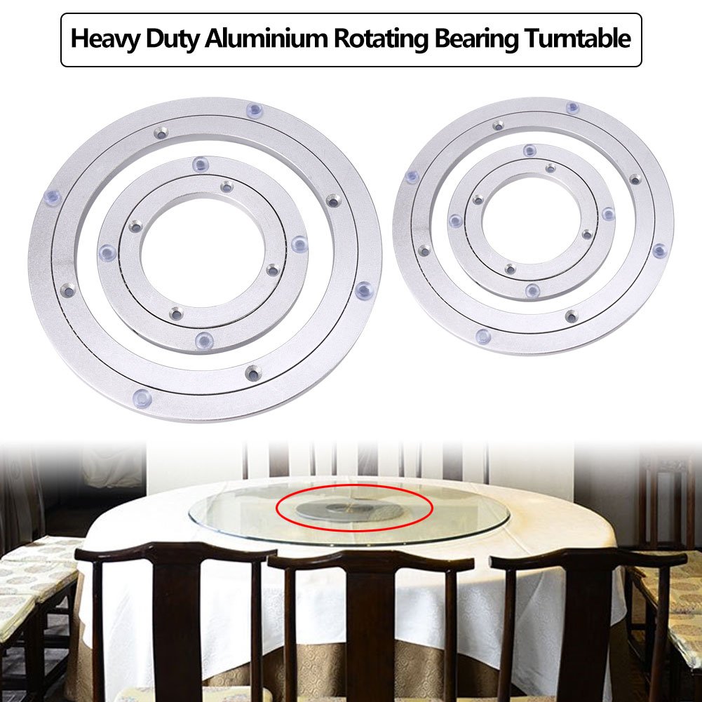 Heavy Duty Aluminum Alloy 360° Rotating Turntable - 4 Inch Round Swivel Plate for Dining Tables, Trade Shows, Kaleidoscope Displays & Smooth Tabletop Serving - Durable Bearing Mechanism for Home & Commercial Use