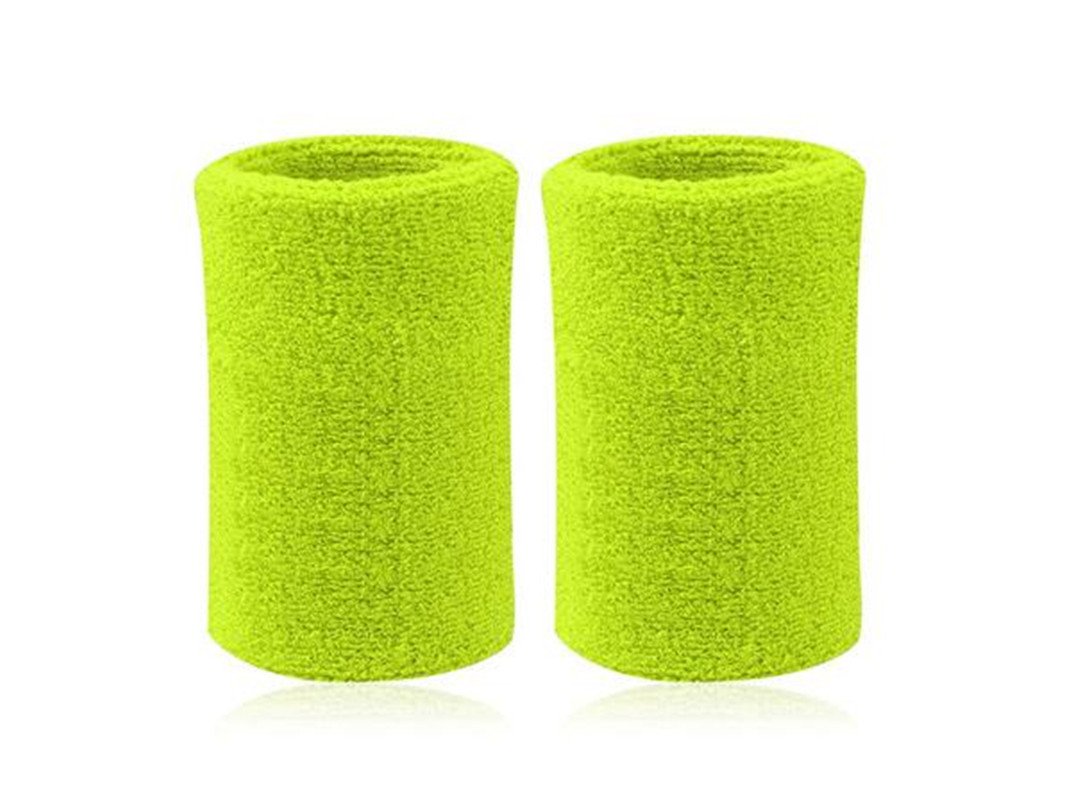 6 Inch Thick Cotton Sports Wristbands for Men & Women - Sweat Absorbing Basketball Tennis Gym Workout Wrist Bands - Perfect for Running, Yoga, and Fitness Training (Pair)
