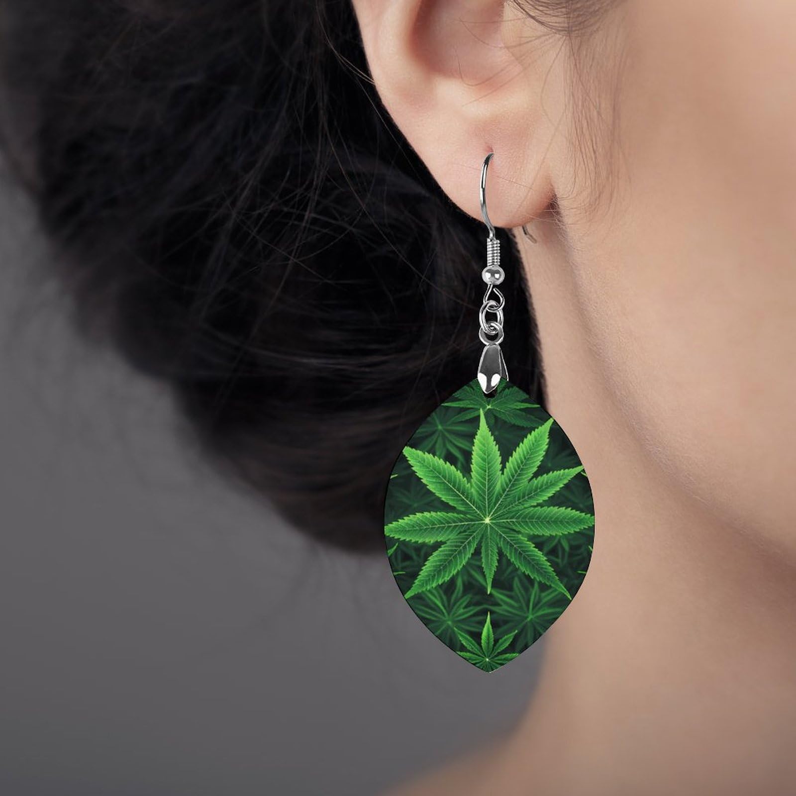 Handmade Weed Leaf Wooden Dangle Earrings - Natural Apricot Shaped Bohemian Earrings for Women, Unique Hippie Jewelry Gift for Her | Perfect for Music Festivals, Boho Outfits & Nature Lovers