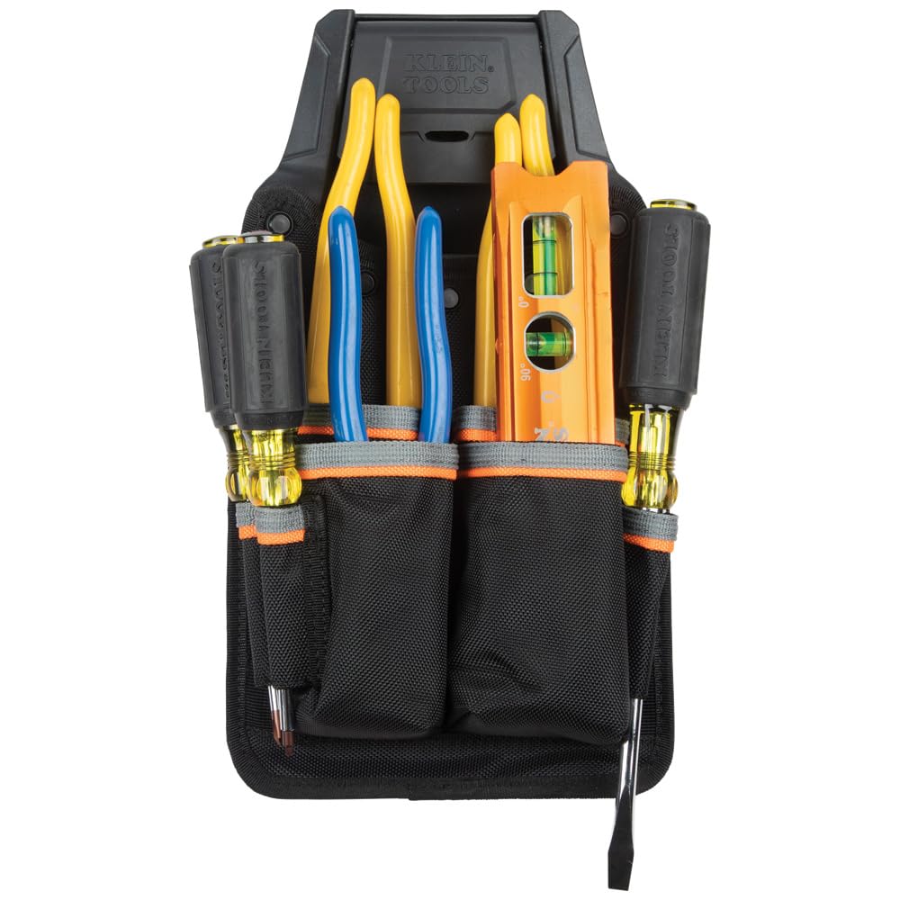 Klein Tools 55912 Tradesman Pro Modular Piping Tool Pouch with Belt Clip - Compatible with Klein Click Lock Wall Rack & Tool Belts | Ideal for Plumbers, Electricians & HVAC Technicians