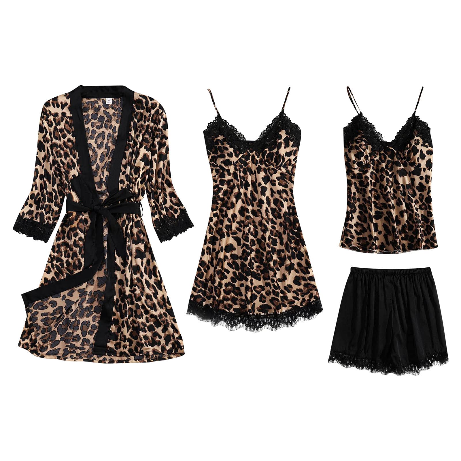 Kingtowag Women's Sexy Lace Nightdress - Silk Wireless Pajama Set with Push Up Design, Comfortable Sleepwear & Lingerie for Romantic Nights (Brown, Medium) - Perfect for Valentine's Day, Anniversary Gifts or Honeymoon Nights
