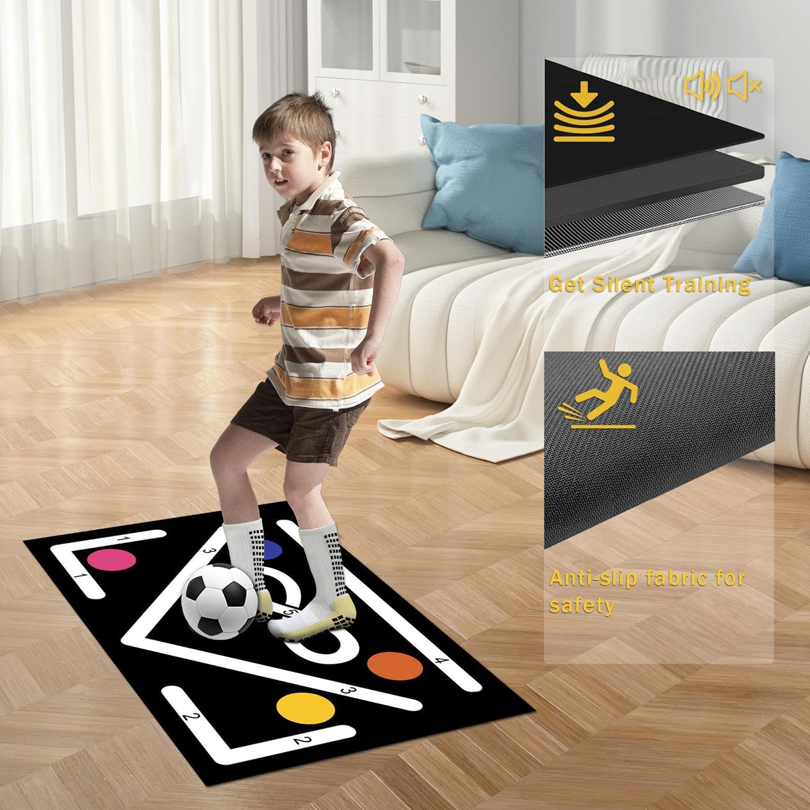 Football Training Mat - 60x90cm Non-Slip Soccer Practice Mat for Dribbling, Footwork & Ball Control | Perfect for Kids & Beginners | Indoor & Outdoor Use in Backyard, Gym or Training Field