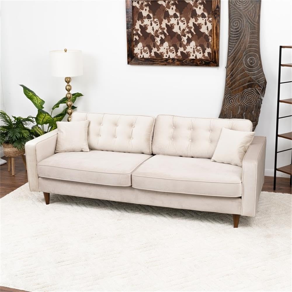 ASHCROFT Ophelia Mid Century Modern Velvet Sofa - Stylish Living Room Couch for Small Spaces, Apartments & Cozy Home Decor | Perfect for Lounge, TV Room & Contemporary Interiors