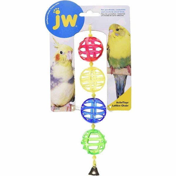 JW Activitoys Lattice Chain Bird Toy - Colorful Interactive Parrot Chewing Toy for Small Pets - Perfect for Birds, Hamsters & Rodents - Cage Hanging Enrichment Activity for Mental Stimulation & Play