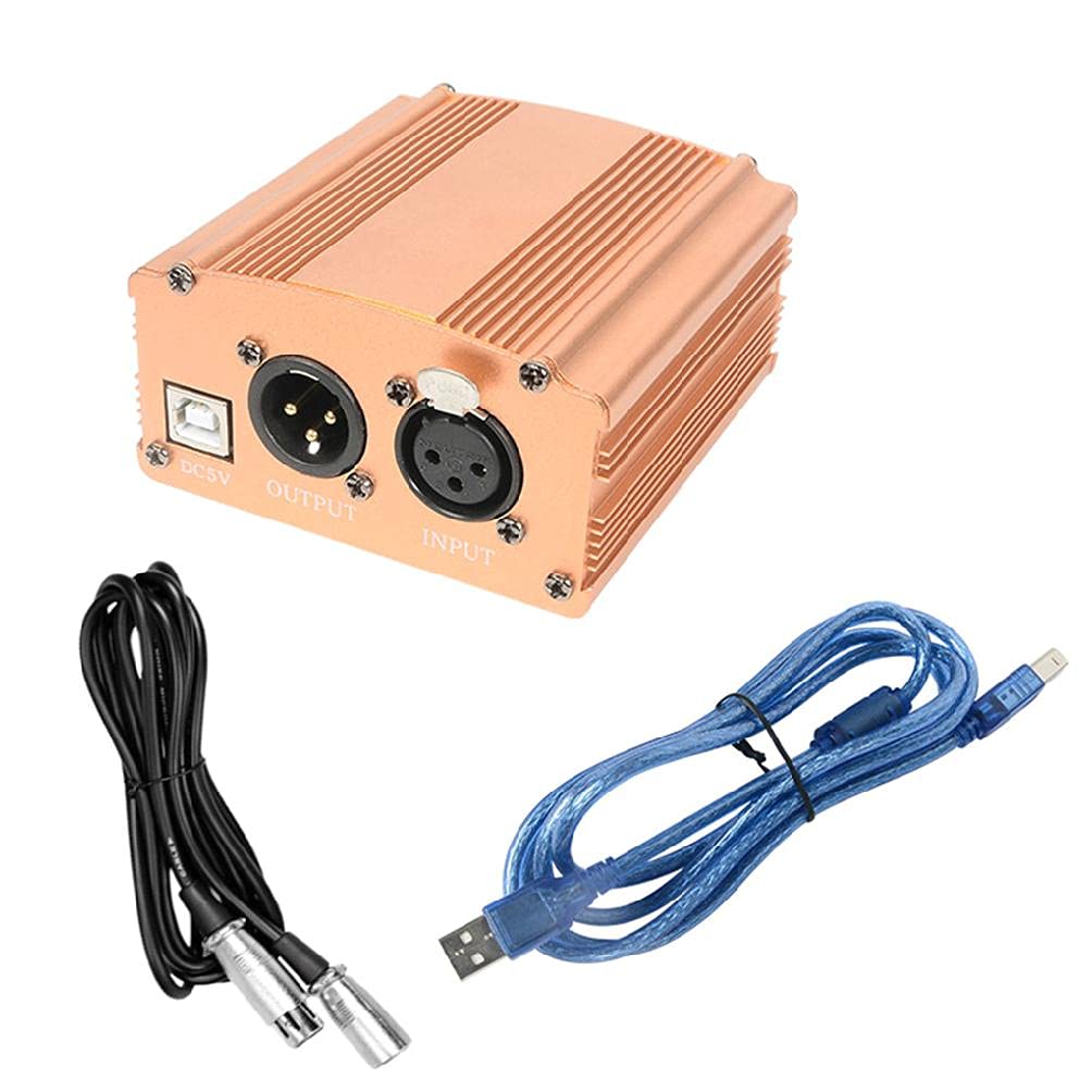 48V Phantom Power Supply for Condenser Microphones - Professional Studio Recording Equipment with XLR Connection - Perfect for Home Studios, Podcasting & Music Production