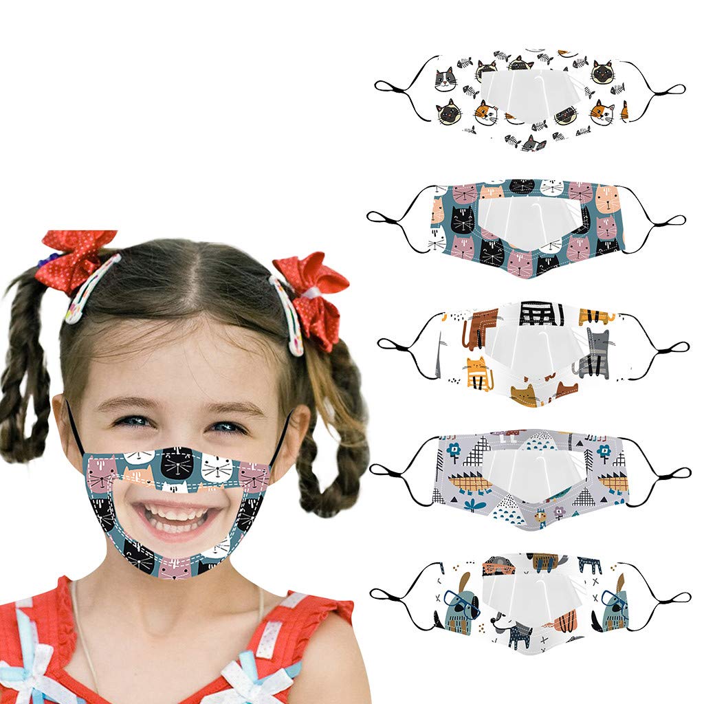 Gerichy Clear Window Face Masks for Hearing Impaired & Deaf Kids - Breathable Bandana with Visible Mouth Expression for Lip Reading & School Safety