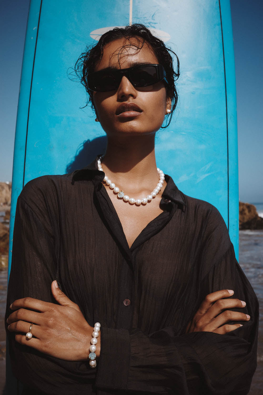 Elegant Lark Necklace with White Pearl Accents - Perfect for Weddings, Parties & Everyday Wear