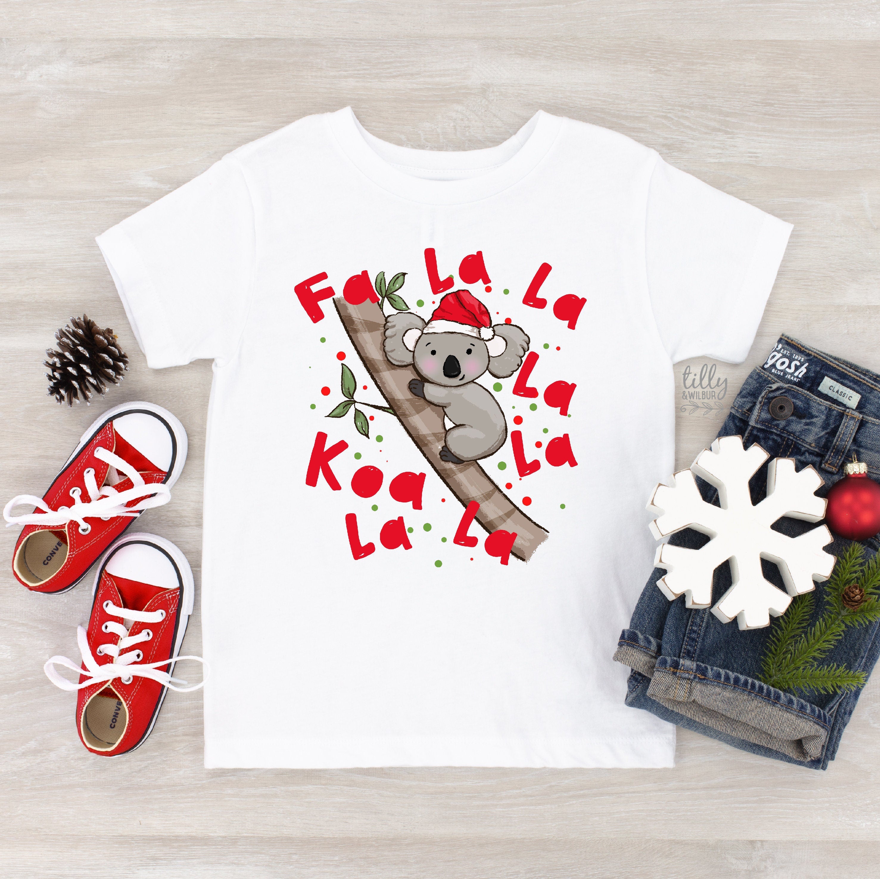 Fa La La La La Koala La T-Shirt - Christmas Holiday Funny Graphic Tee for Men & Women | Perfect for Xmas Parties, Gifts & Festive Outfits