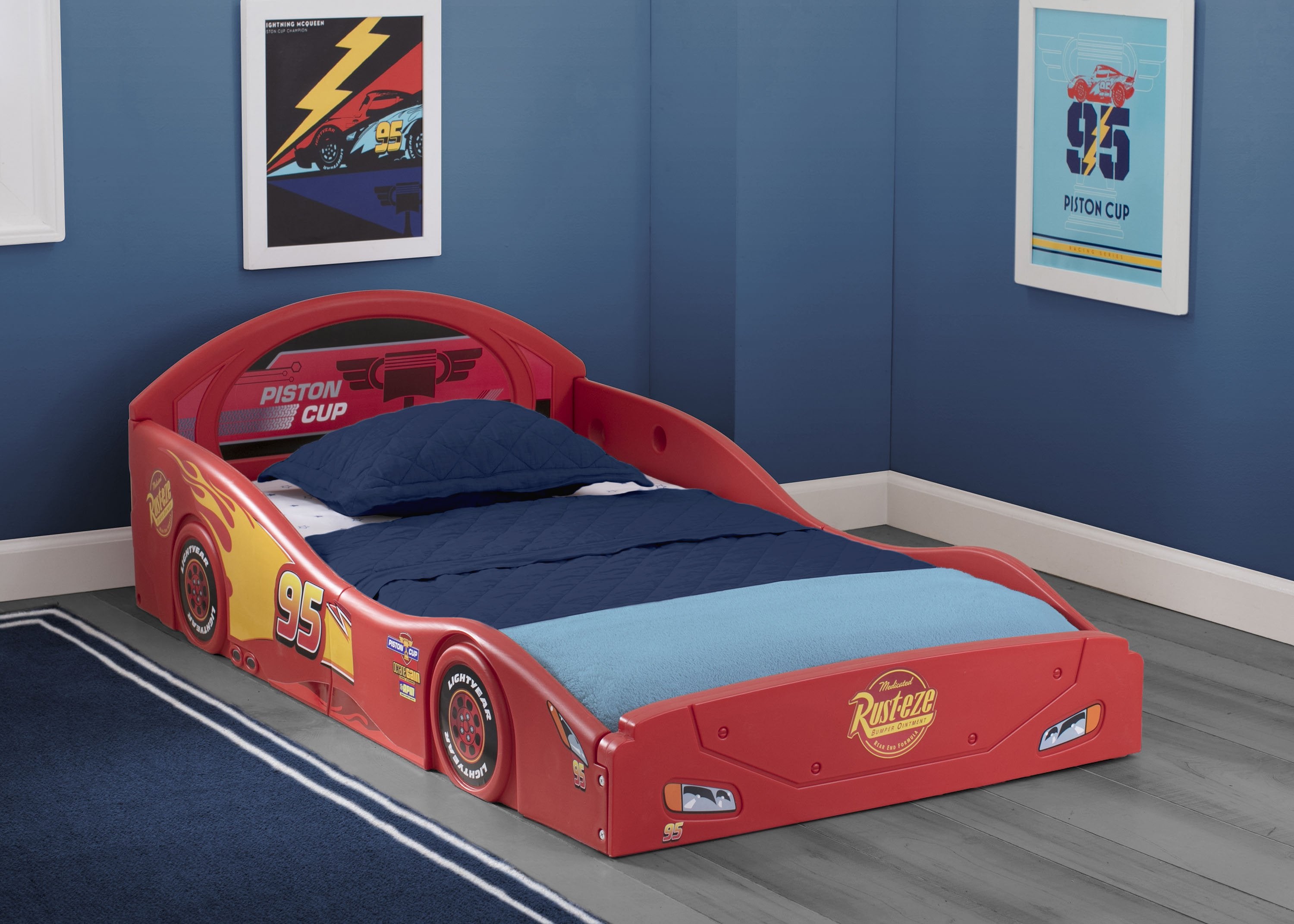 Disney Pixar Cars Lightning McQueen Toddler Bed - Soft Plastic Sleep & Play Bed for Kids - Perfect for Bedrooms, Playrooms & Themed Kids' Rooms