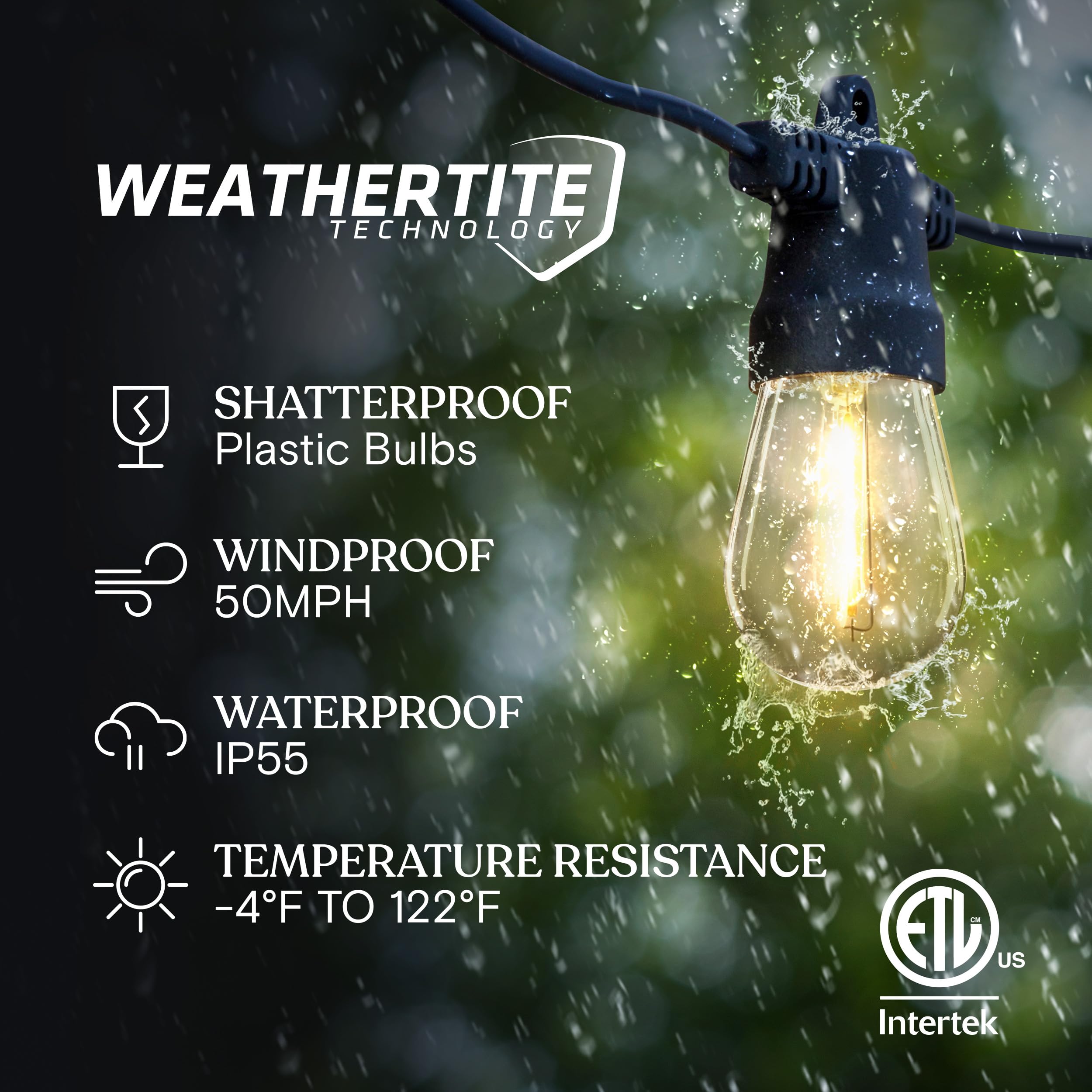 Brightech Ambience Pro Solar Powered Outdoor String Lights - 27 ft Commercial Grade Waterproof LED Patio Lights with 12 Shatterproof Edison Bulbs, 1W Soft White for Garden, Backyard, Deck, Porch & Outdoor Parties