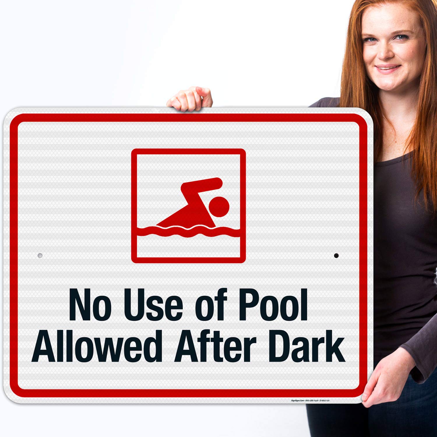 No Swimming After Dark Sign - 24x30 Inches Reflective Pool Safety Sign, 3M EGP .080 Aluminum, Fade Resistant for Indoor/Outdoor Use - Made in USA | Perfect for Swimming Pools, Community Pools & Backyard Safety