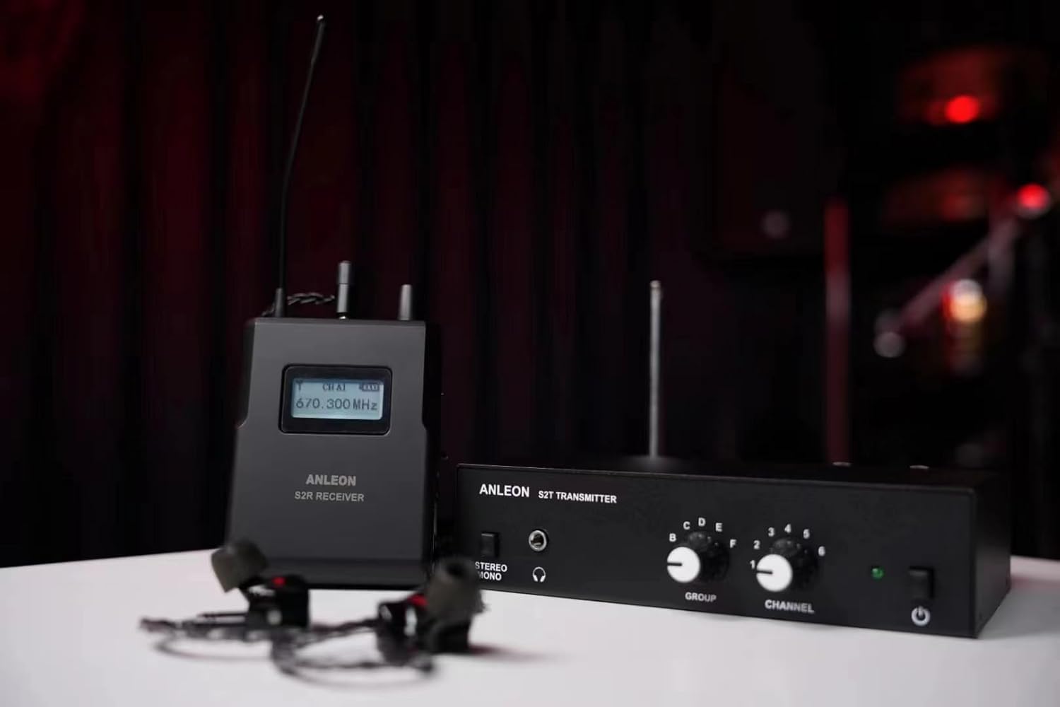 ANLEON S2 UHF Stereo Wireless In-Ear Monitor System (561-568MHz) with 1 Transmitter & 1 Receiver - Perfect for Live Performances, Studio Recording & Stage Monitoring