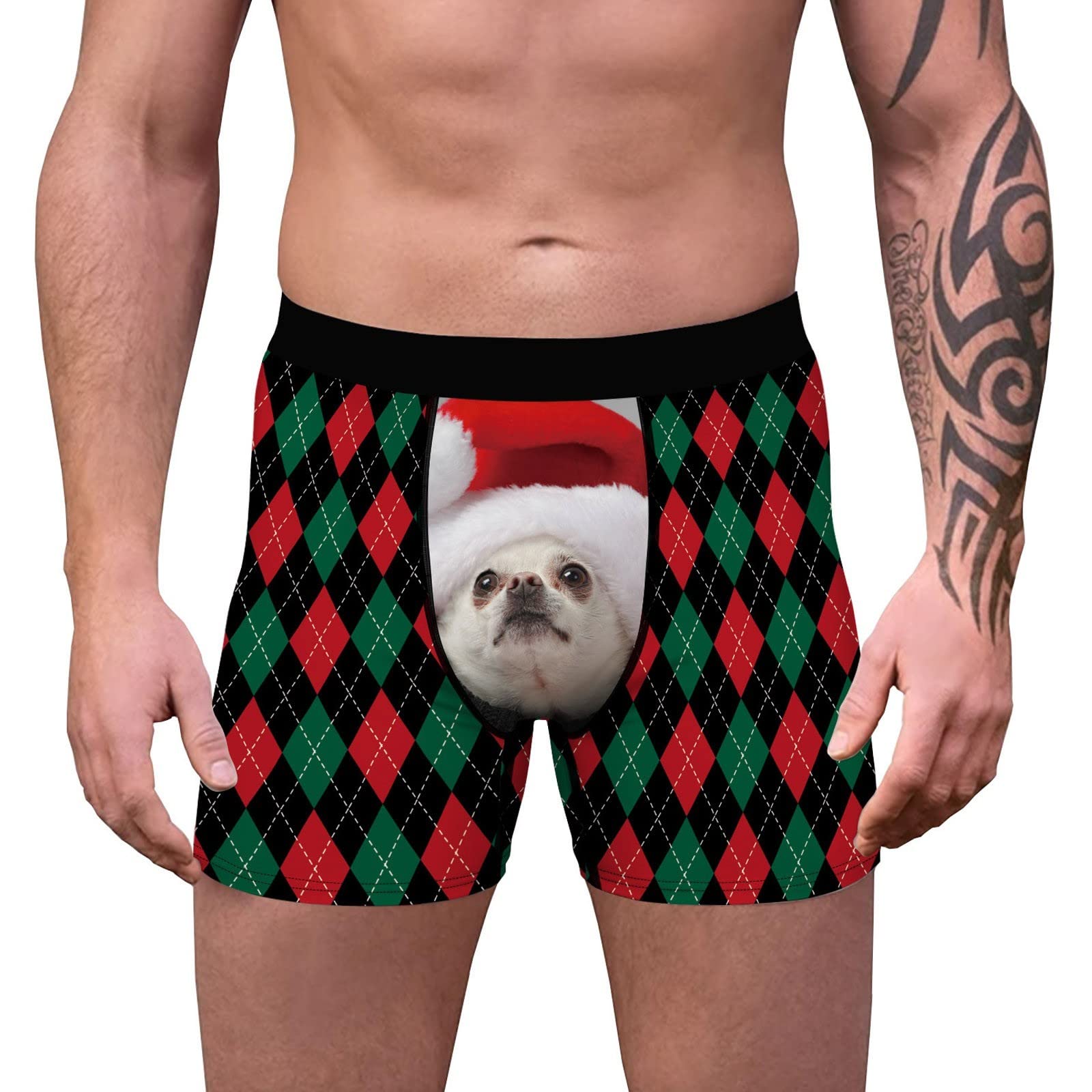Breathable Slim Fit Christmas Print Boxer Briefs for Men - Mid Waist Stretch Underwear for Comfort & Style - Perfect for Holidays, Gifts & Everyday Wear