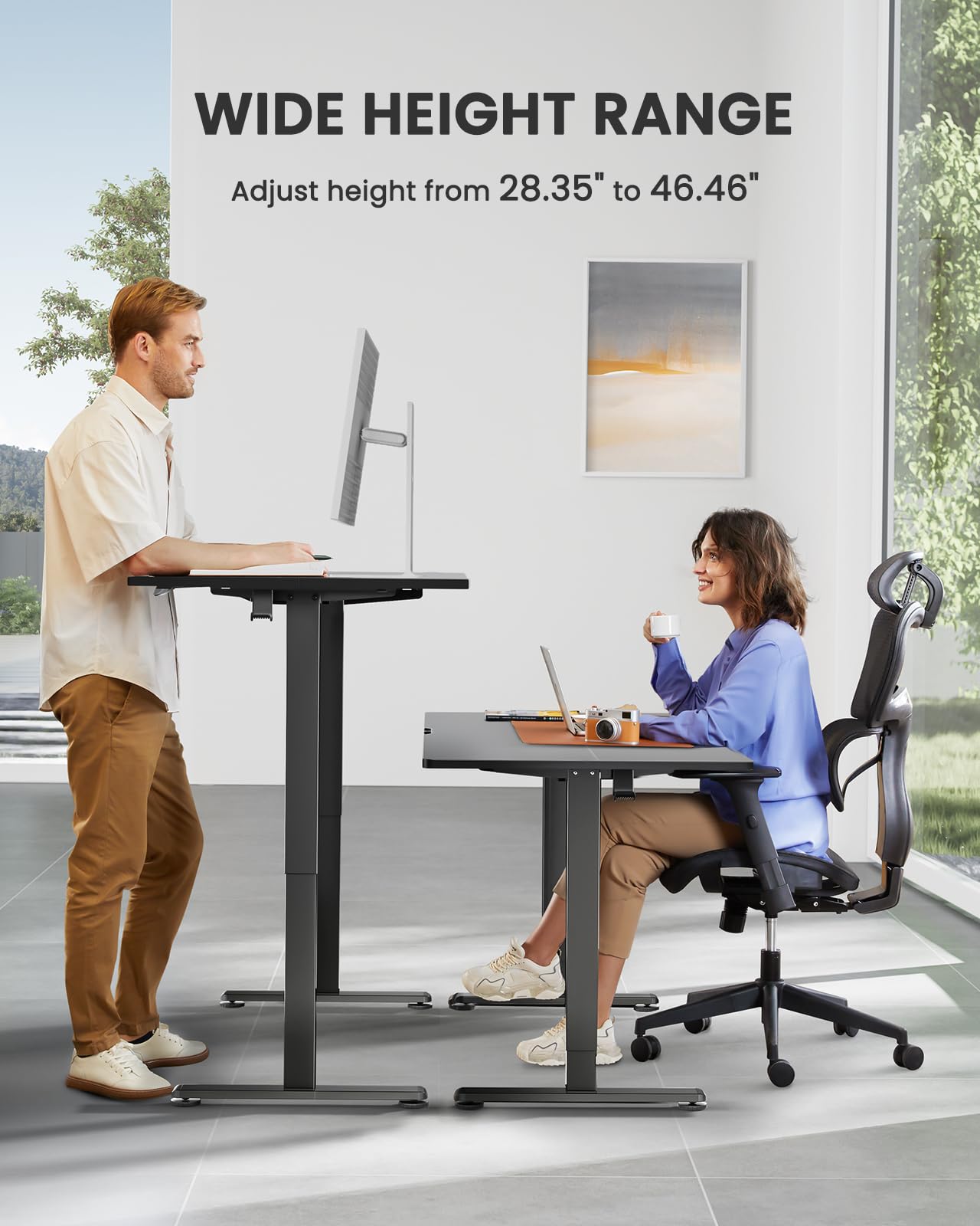 ErGear 40 x 24 Inches Electric Height Adjustable Standing Desk - Memory Function Sit Stand Home Office Desk with Splice Board (Black) | Perfect for Small Spaces, Remote Work & Ergonomic Workspace Setup
