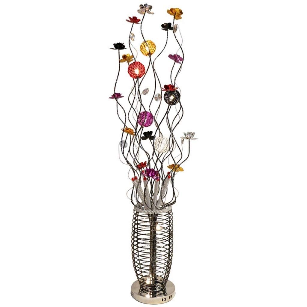 Modern Aluminum Floor Lamp with Colorful Flower Design - Vertical Standing Light for Living Room, Bedroom, Bedside & Garden Decor - G4x7 Metal Vase Lamp for Cozy Ambiance & Stylish Home Lighting