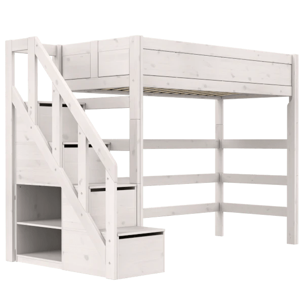 High Sleeper Loft Bed with Staircase - 177cm Sturdy Metal Frame for Teens & Adults - Perfect for Small Bedrooms, Dorms & Studio Apartments