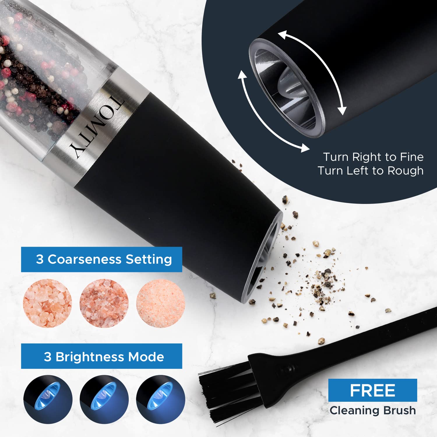 Premium Electric Salt and Pepper Grinder Set - Battery Operated Automatic Seasoning Shakers for Kitchen, BBQ & Dining - Perfect Housewarming Gift for Men & Women - Ideal for Cooking, Grilling & Entertaining