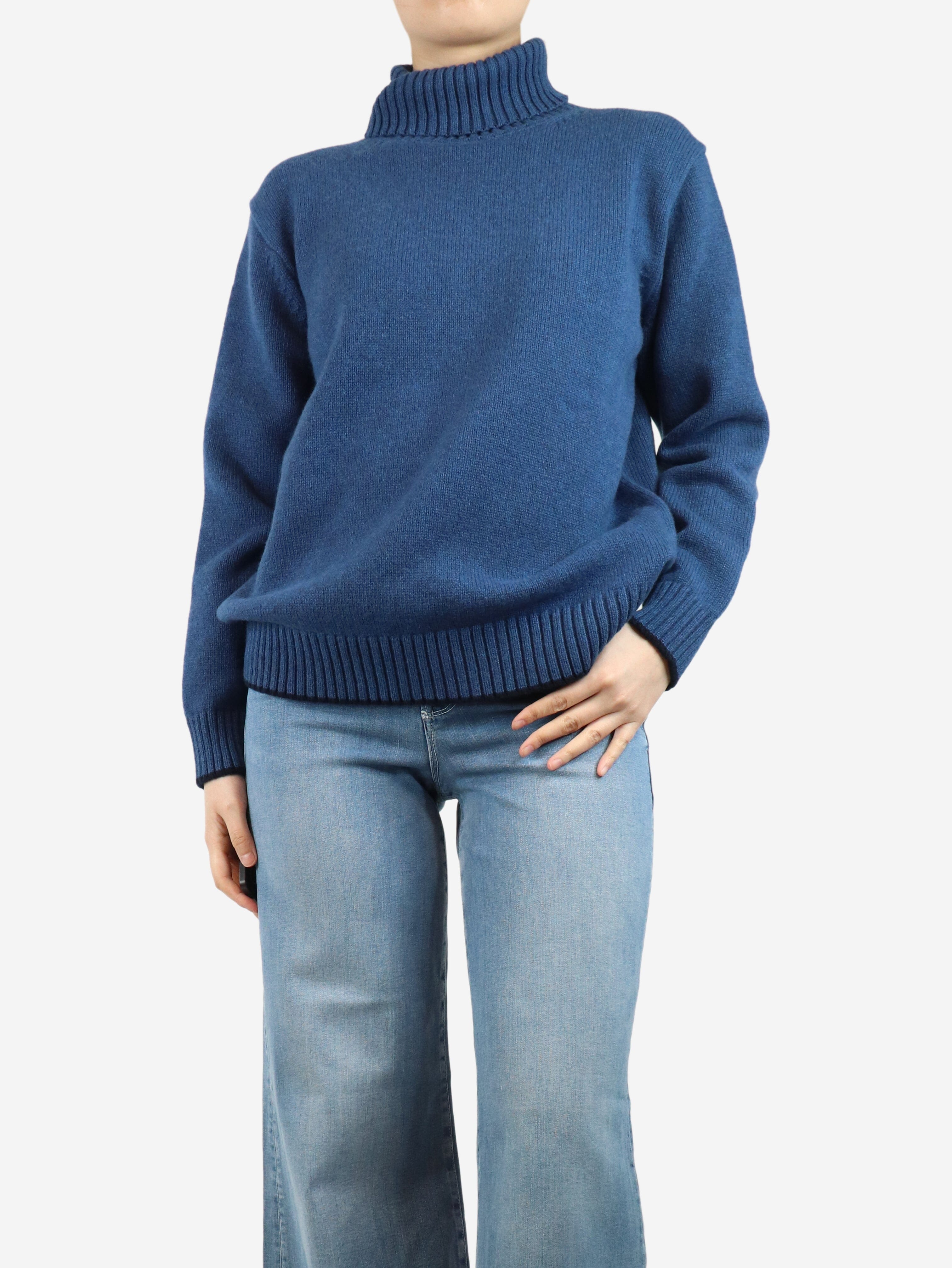 Blue High Neck Jumper Women's Size M - Stylish & Comfortable Winter Sweater for Casual Outfits & Office Wear