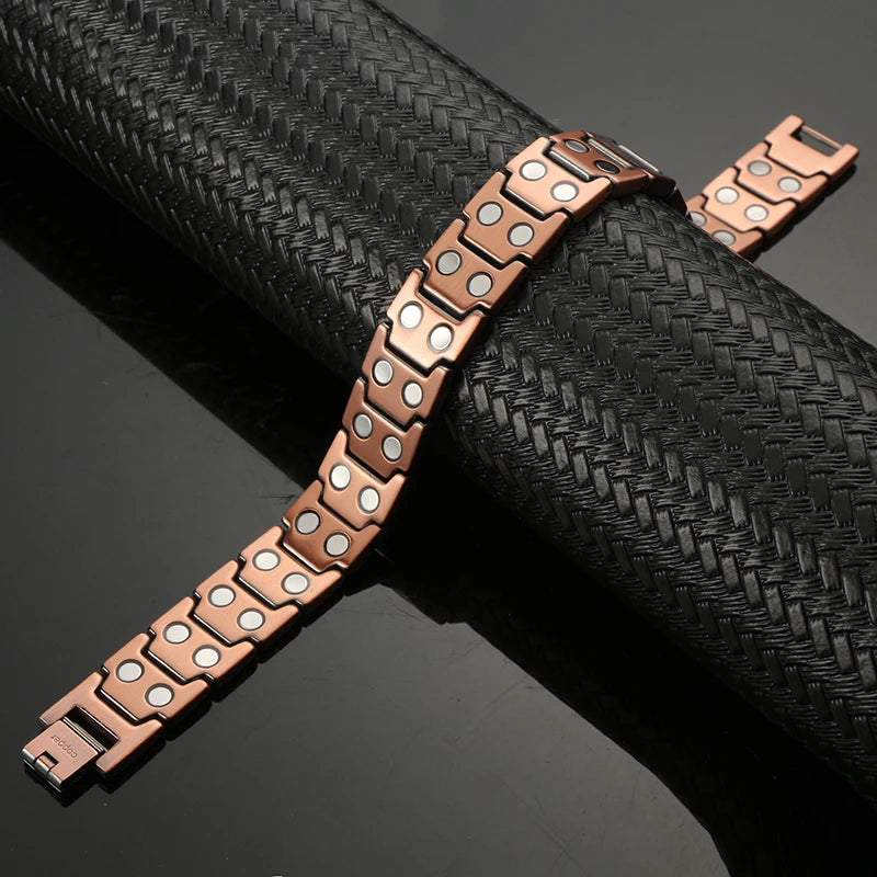 Men's Magnetic Health Bracelet - Pure Copper Energy Bracelet with Blood Pressure Magnets | Pain Relief & Improved Circulation | Perfect for Fitness, Work & Daily Wear