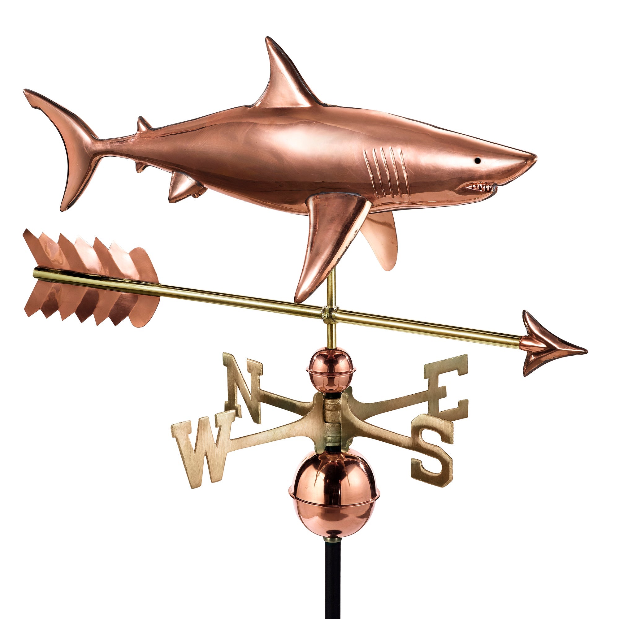 Shark with Arrow Weathervane - Decorative Metal Roof Ornament for Outdoor Garden & Yard - Perfect for Beach Houses, Coastal Decor, and Nautical Themes