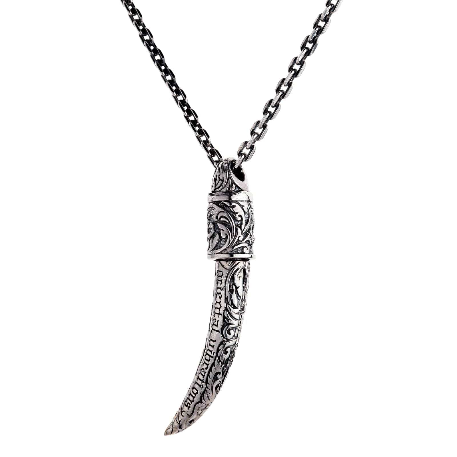 Fang Tusk Sterling Silver Pendant Necklace - Handmade Tribal Jewelry for Men & Women - Perfect for Gifts, Boho Fashion, and Spiritual Protection