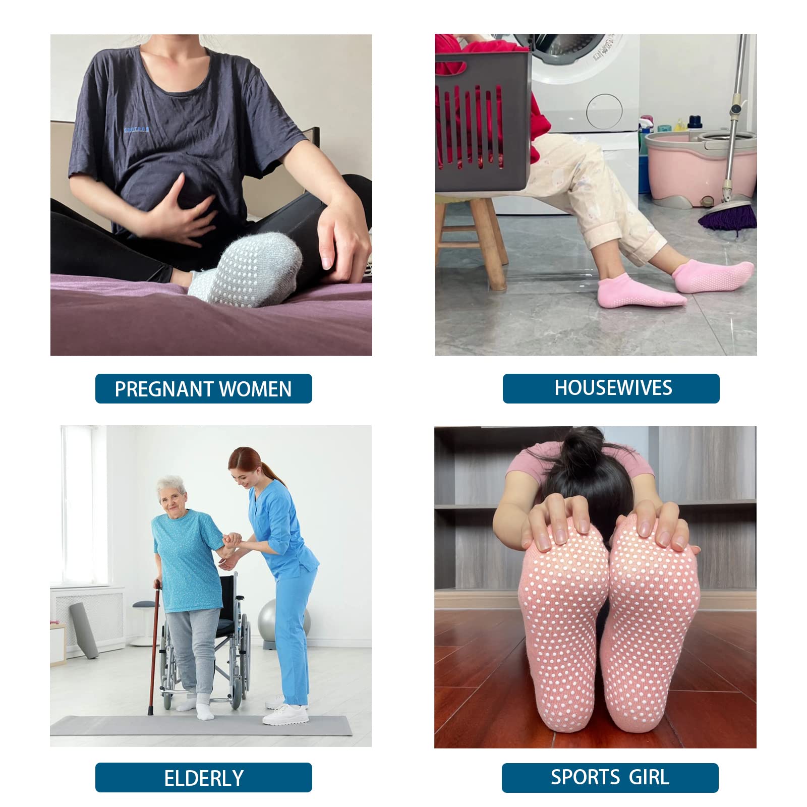 Non-Slip Yoga Socks for Women - Anti-Skid Pilates & Hospital Socks with Grip Dots - Perfect for Yoga, Pilates, Nursing & Home Use