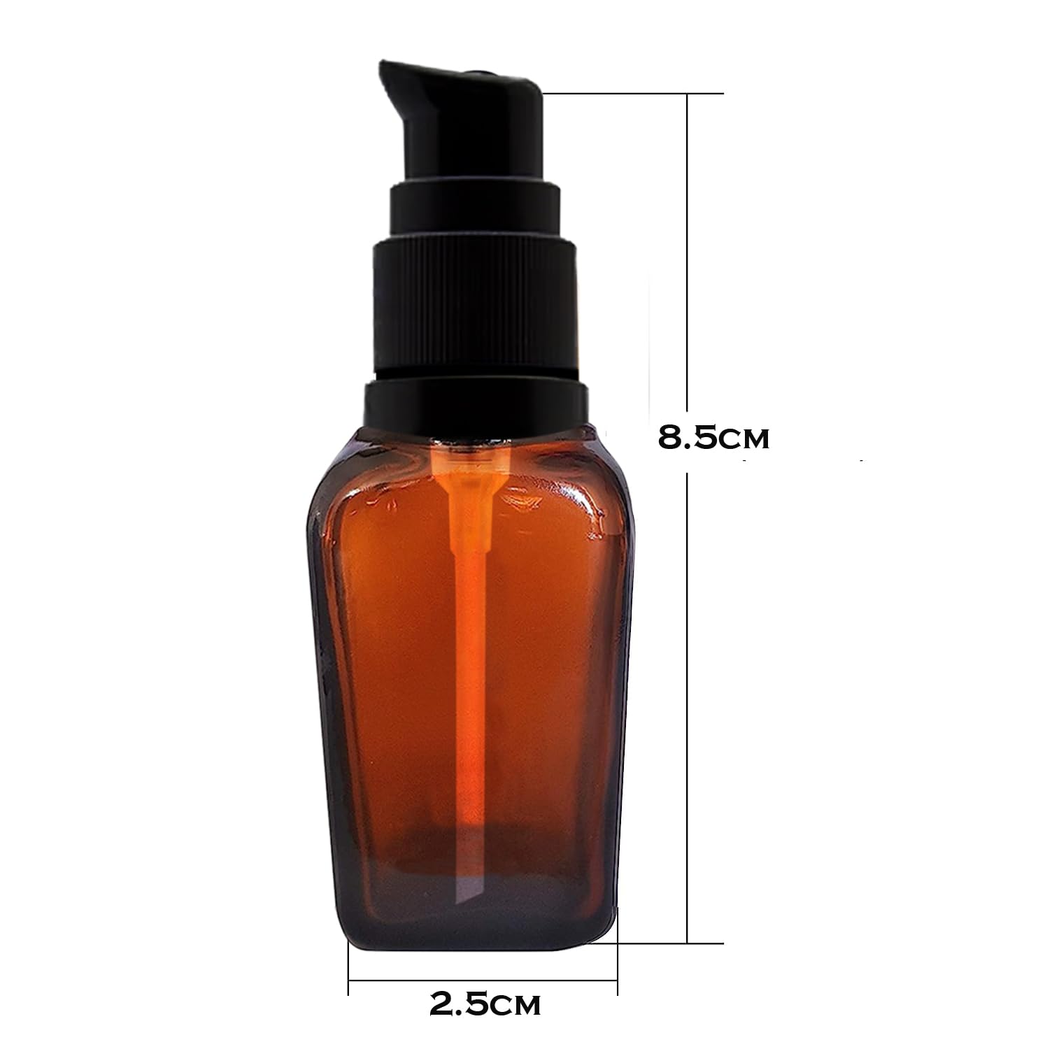 Refillable 20ml Square Amber Glass Bottles (Pack of 5) - Essential Oil Dispenser, Lotion Pump Bottle for Face Cream, Toner & Travel Toiletries | Leak-Proof, Eco-Friendly Containers for Skincare & Beauty Products