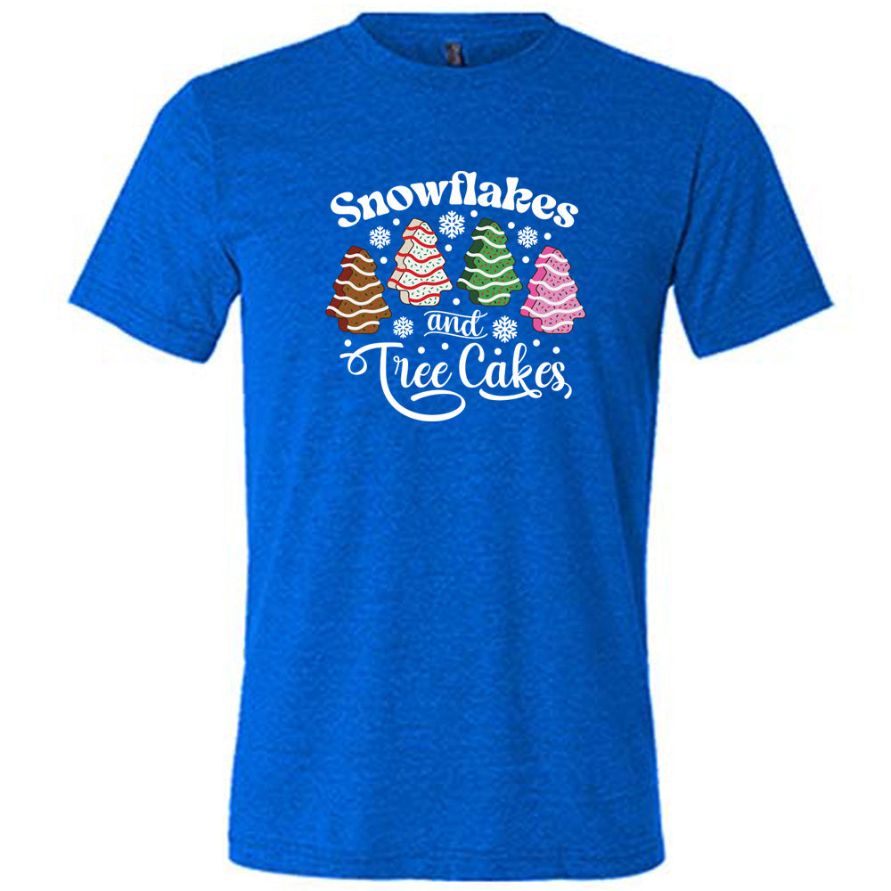 Snowflakes & Tree Cakes Graphic T-Shirt - Unisex Holiday Christmas Sweets Lover Tee - Perfect for Xmas Parties & Winter Festivals