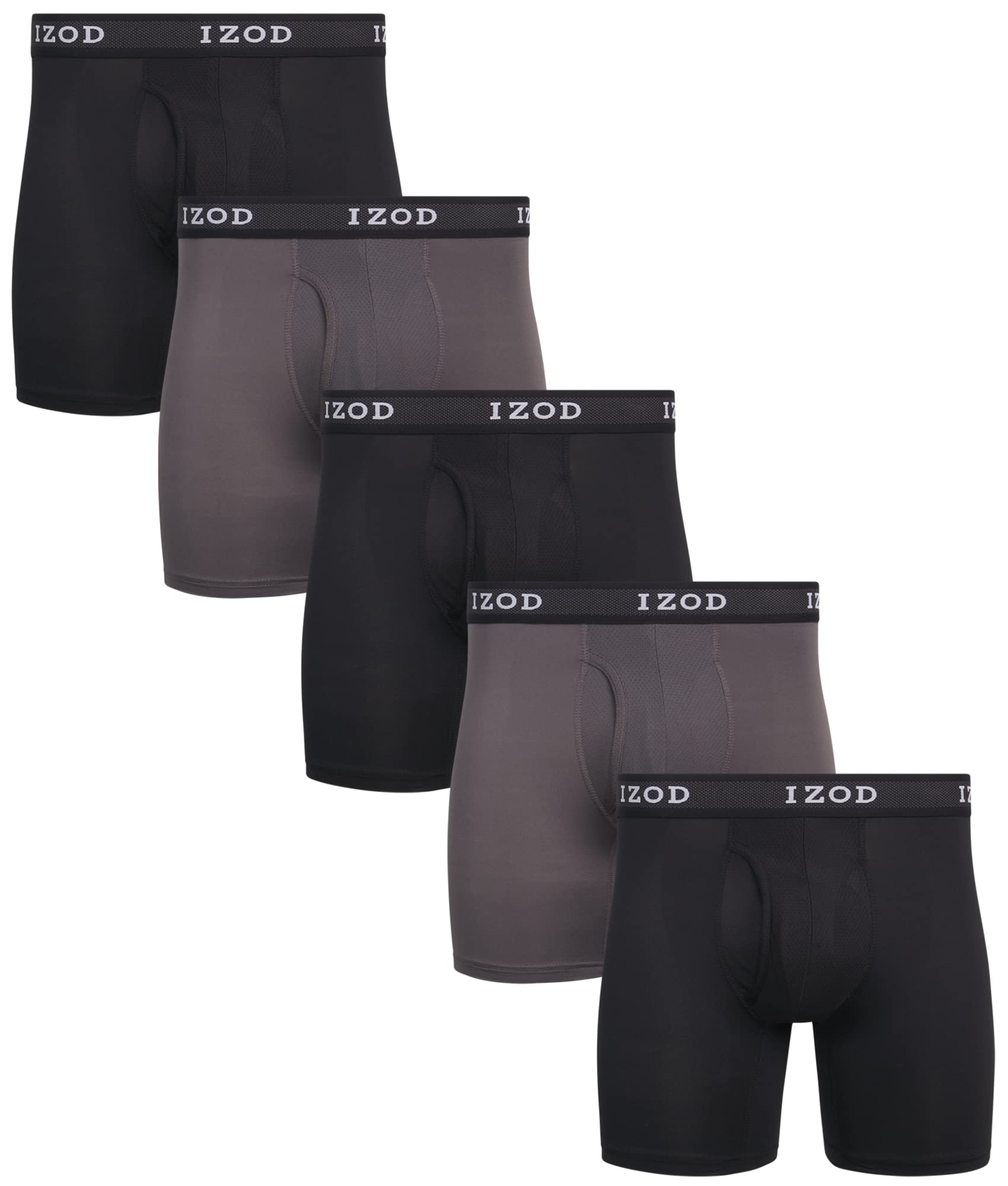 IZOD Men's Performance Boxer Briefs 5-Pack - Breathable Mesh Pouch Underwear for Active Lifestyle | Gym, Workout & Everyday Comfort