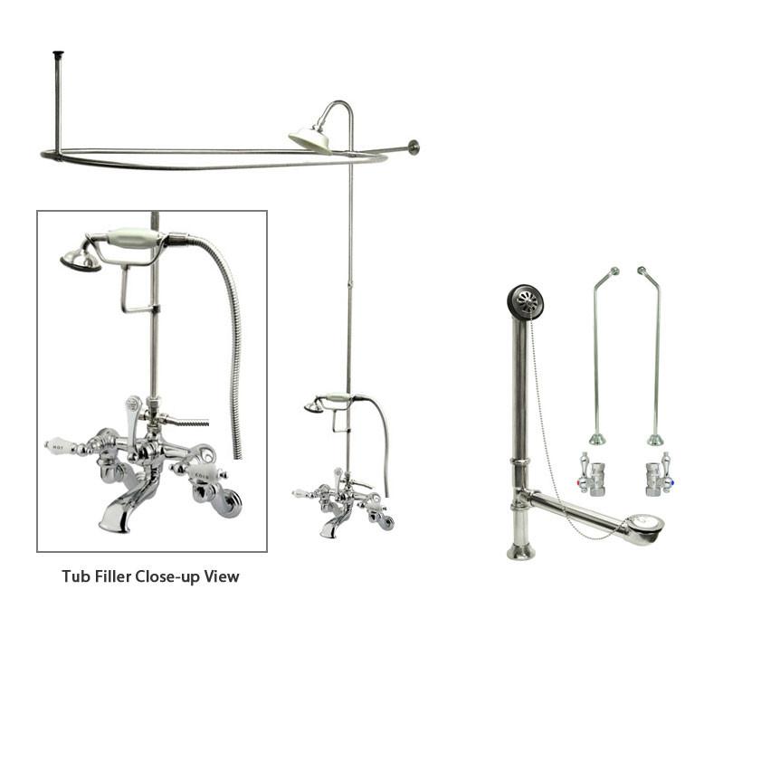 462T1CTS Chrome Clawfoot Bathtub Faucet with Shower Kit & Enclosure Curtain Rod - Vintage Style Freestanding Tub Fixture for Bathroom Renovation | Perfect for Classic Home Decor and Spa-Like Bathing Experience