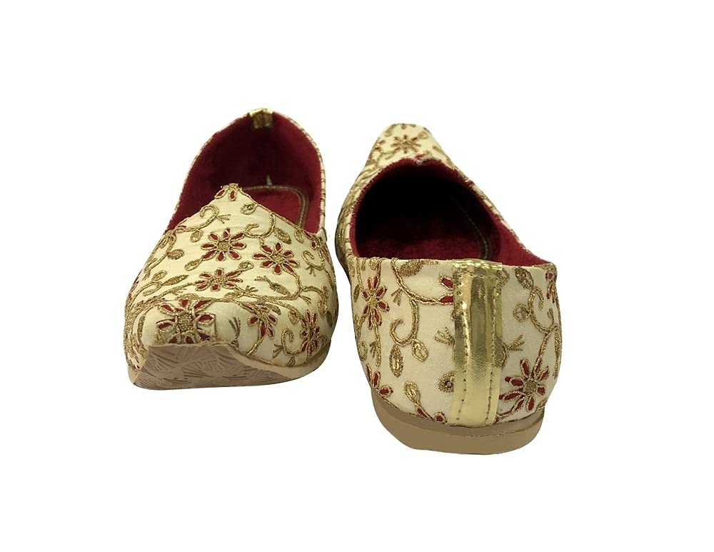 Authentic Gold Punjabi Jutti for Men | Traditional Mojari Wedding Shoes | Sherwani Ethnic Loafers for Groom | Handcrafted Indian Mules for Festivals, Ceremonies & Cultural Events