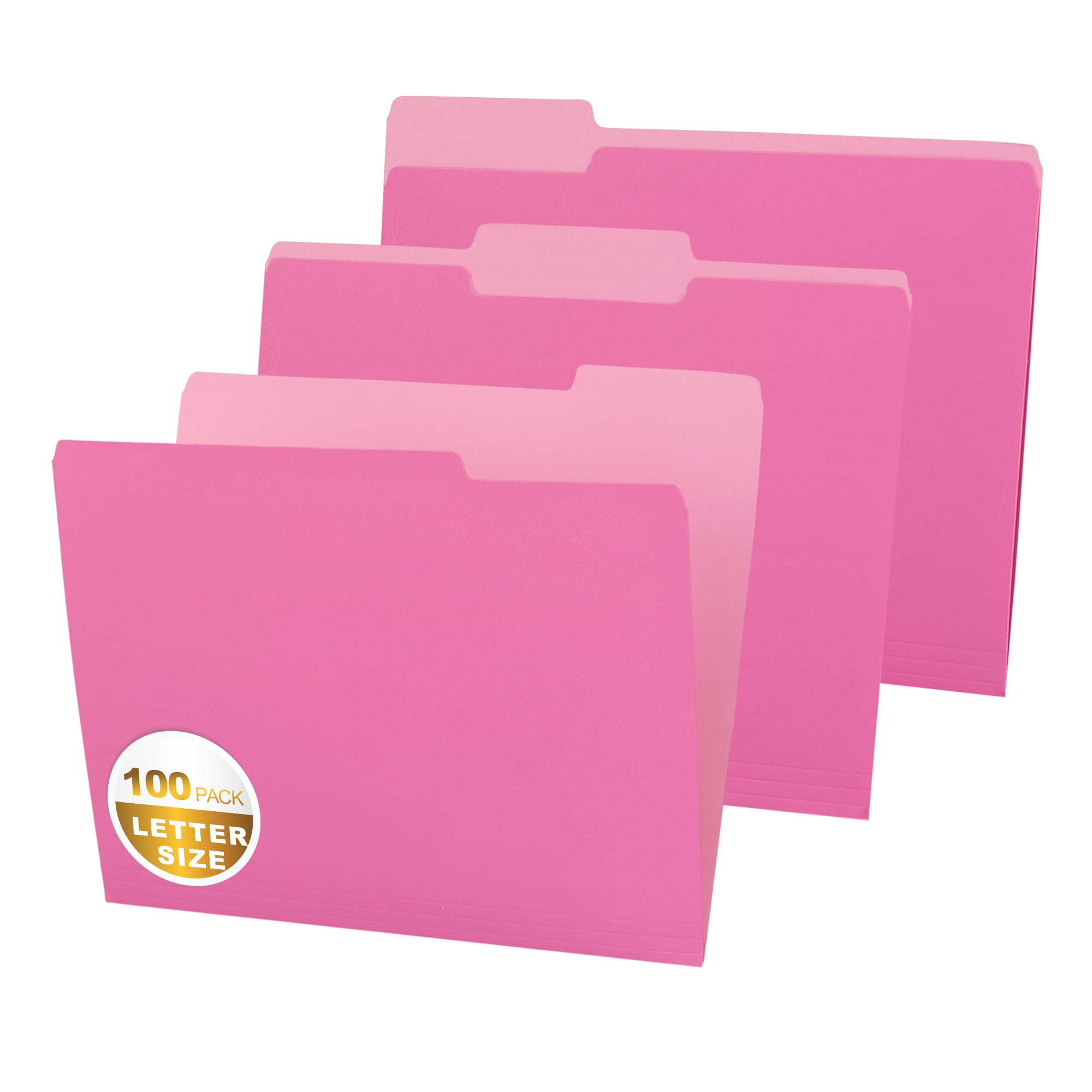 100 Pack Pink Two Tone File Folders - Letter Size Colored File Folders for School, Office & Home Organization - Perfect for Document Storage, Filing Systems and Paperwork Management