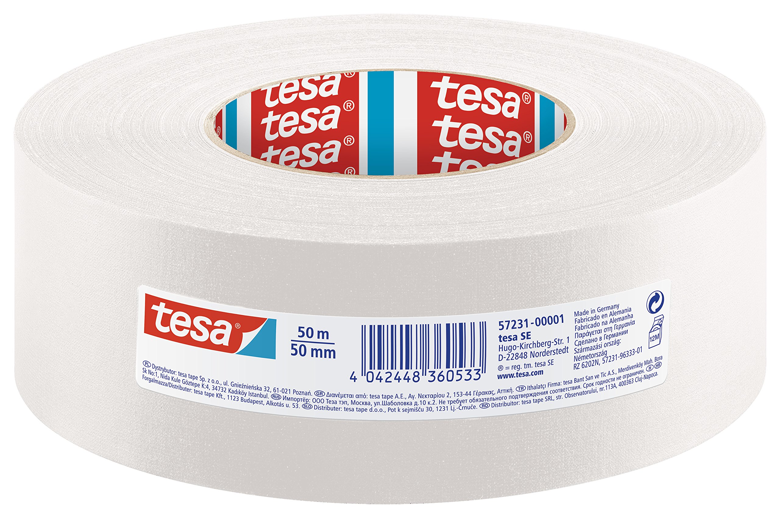 Tesa 57231-00000-01 Fabric Tape - Strong Adhesive Cloth Tape for DIY, Crafts, and Home Repairs - Perfect for Sealing, Patching, and Temporary Fixes