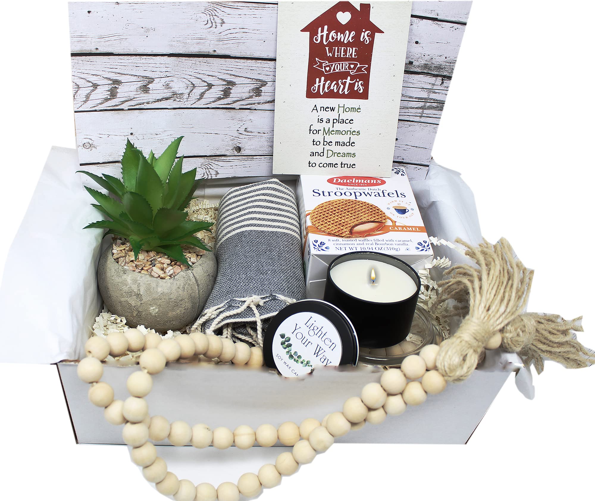 Best Housewarming Gift Basket for New Home - Thoughtful Hostess Gift Set with Home Décor & Gourmet Snacks | Perfect Welcome Gift for Couples, Women & Families | Ideal for New Home Celebrations, House Parties & Warm Welcomes