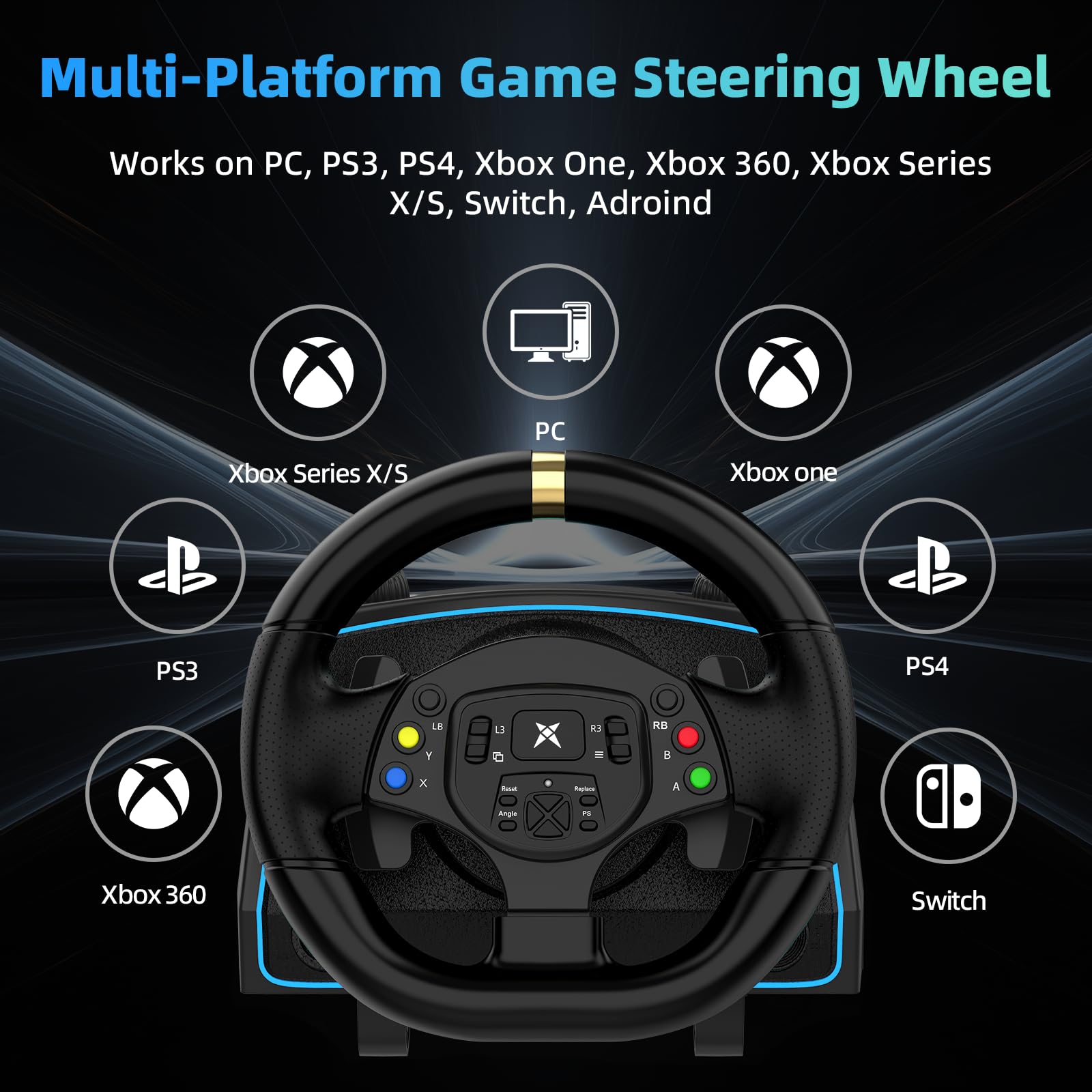 DOYO 1080 Degree PC Racing Wheel with Pedals & Shifter - Compatible with Xbox One, Series X/S, PS4, PS3, PC, Switch & Android - Professional Gaming Steering Wheel for Realistic Racing Simulation - Perfect for Gran Turismo, Forza & F1 Games
