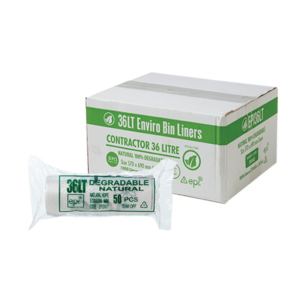 Eco-Friendly 36L Kitchen Trash Bags - Biodegradable & Compostable Bin Liners for Waste Disposal | Perfect for Home, Office & Outdoor Use