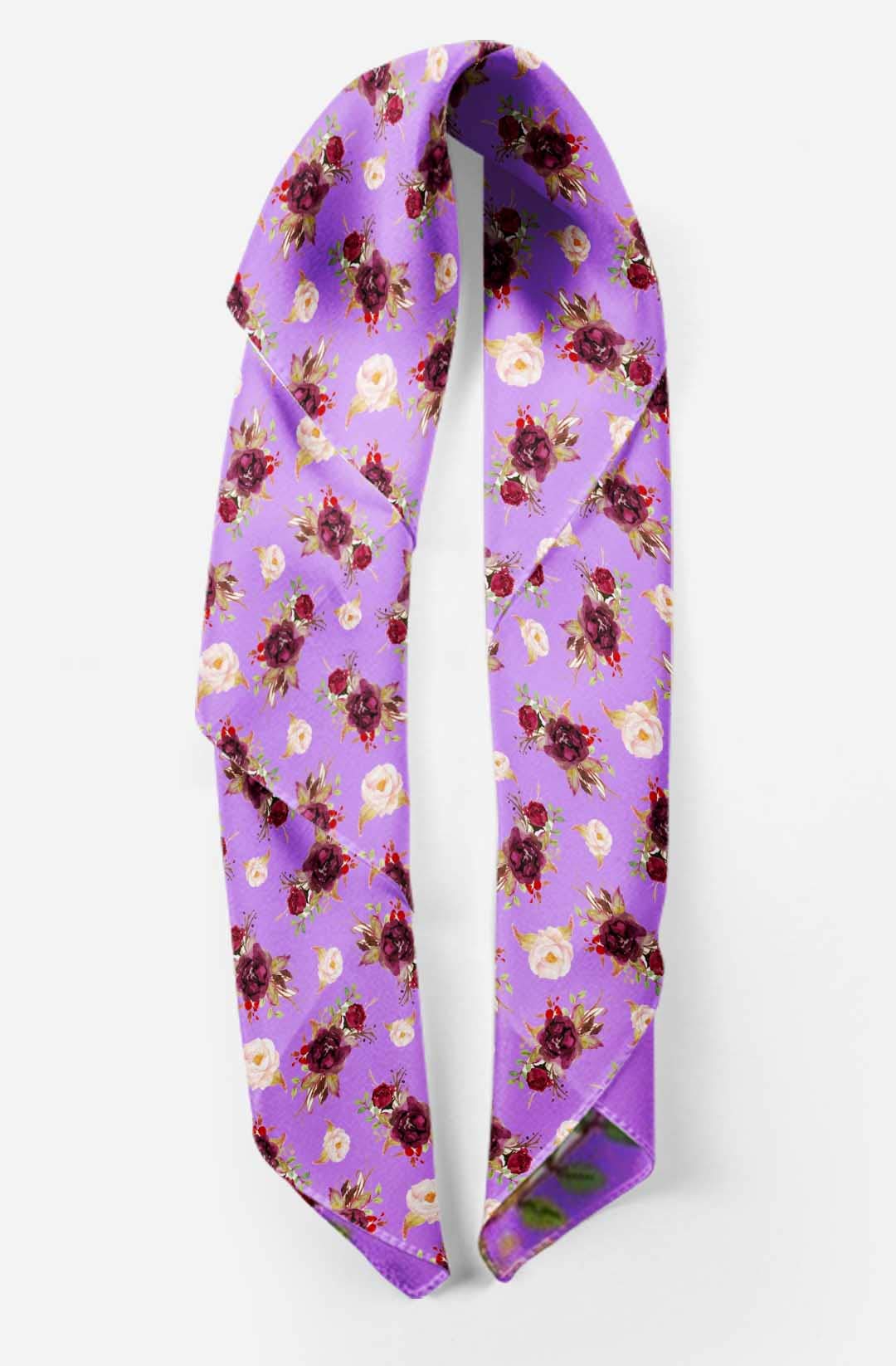 Bimba Printed Pure Silk Scarf - Women's Fashion Hair Neck Head Bandana Wrap (Perfect for Travel, Beach, Office & Special Occasions)