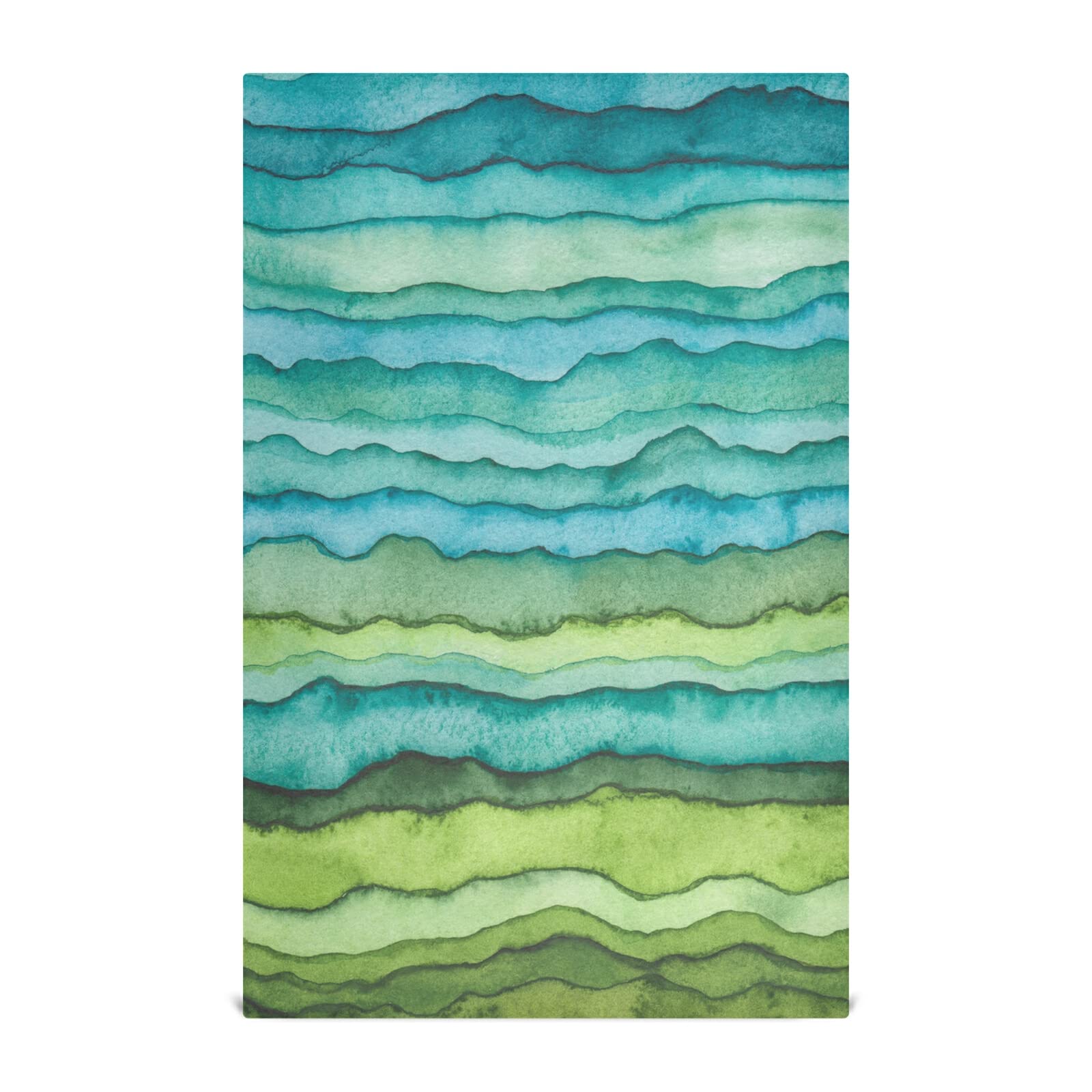 Bright Blue and Green Striped Waffle Weave Dish Towel Set - 1 Polyester Kitchen Towel with Hanging Loop, Absorbent Dish Cloth & Tea Towel for Cooking, Cleaning, and Decor