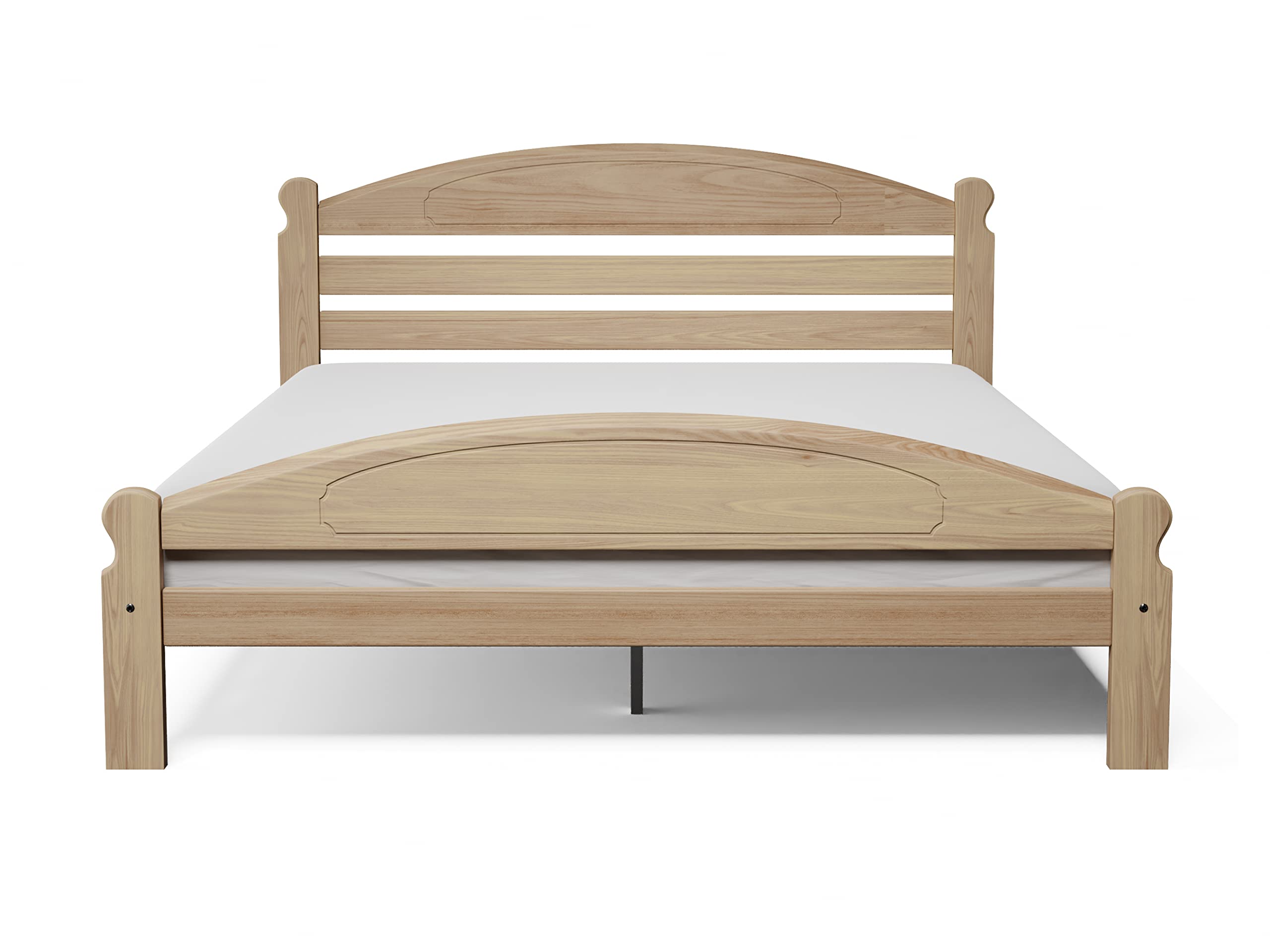Solid Pine Wood Full-XL Bed Frame with Hardwood Slats - Unfinished Wooden Bed for Adults - Easy Assembly - Perfect for Master Bedroom, Guest Room or Dormitory