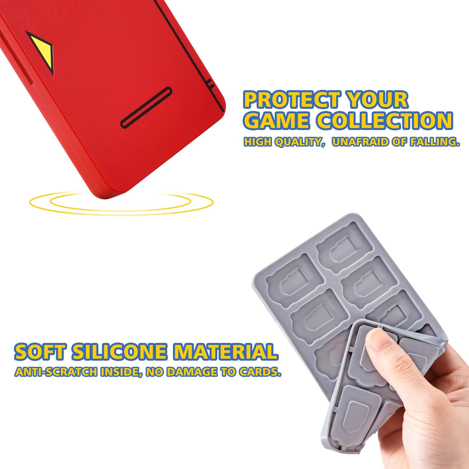 FUNLAB Switch Game Case Holder - Compatible with Nintendo Switch Games & Micro SD Cards - 24 Game Card Storage Organizer - Red - Perfect for Travel & Gaming Storage Organization