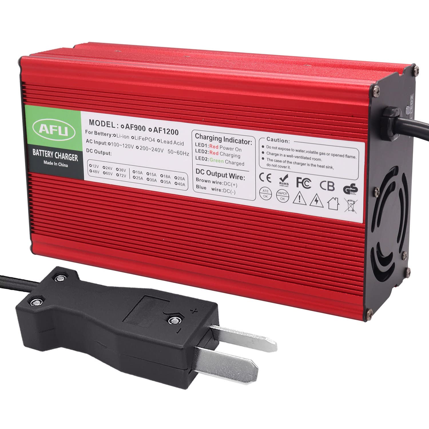 36V 18A Golf Cart Battery Charger for Club Car, EZGO & Yamaha - Crowfoot Plug Connector - Fast Charging for Golf Carts, Utility Vehicles & Electric Scooters