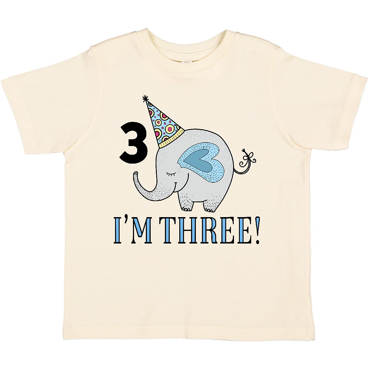 Inktastic 3rd Birthday Elephant Toddler T-Shirt - Cute 3 Year Old Boy Girl Birthday Outfit for Party, Photo Shoot & Special Occasions