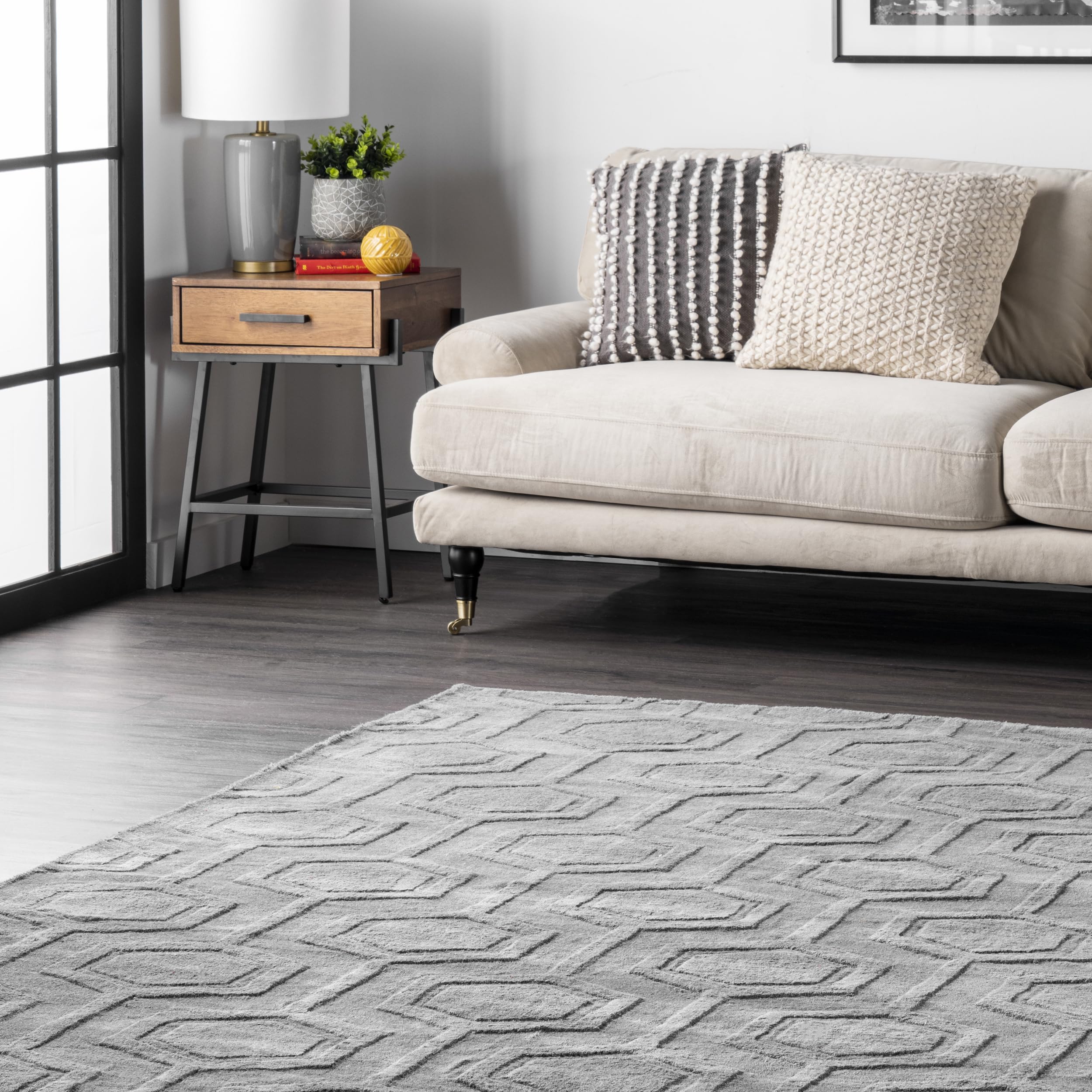 nuLOOM Hand Woven Ambrose 9x12 Grey Area Rug - Perfect for Living Room, Bedroom & Home Decor