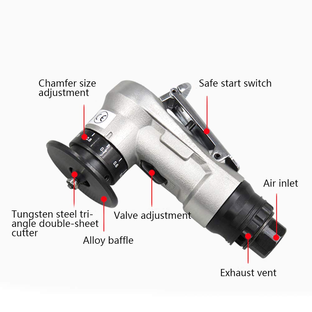45° Lightweight Portable Handheld Pneumatic Chamfering Machine - 30000 RPM Mini Elbow Arc Burr Trimmer with US Plug for Metal, Wood & Plastic Deburring - Perfect for DIY, Metalworking & Craft Projects