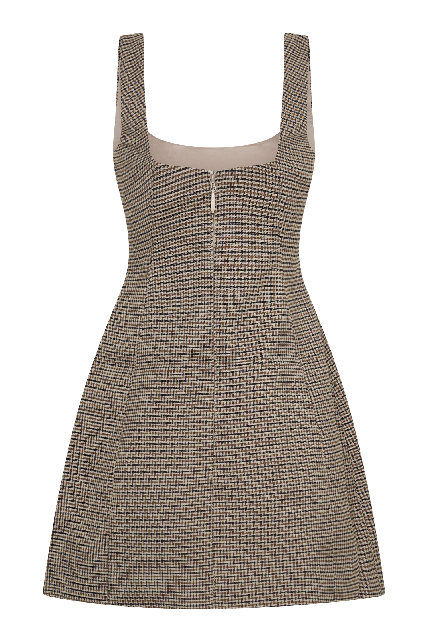 Beth Mini Dress in Tan Check - Stylish Floral Print Summer Dress for Women | Perfect for Beach Vacations, Parties & Date Nights